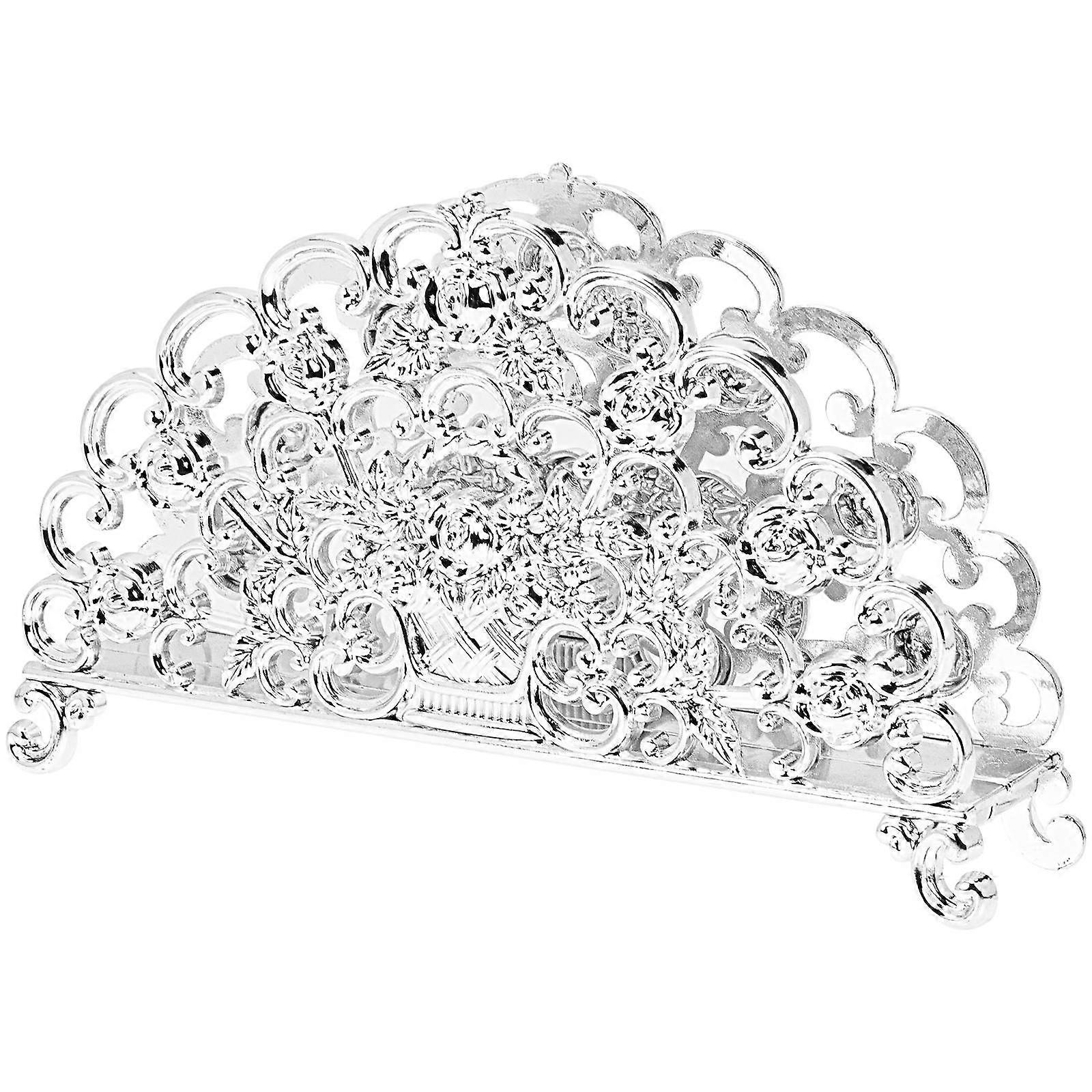 Napkin Holder Silver Zinc Alloy Stand for Dining Table 3Pcs Set