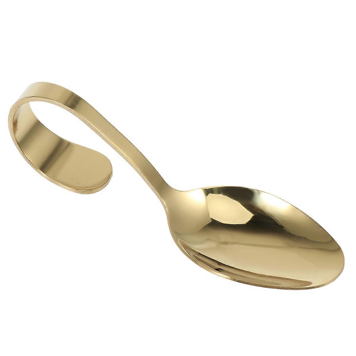 Serving Spoon Stainless Steel Curved Handle Spoon for Restaurant 2Pcs
