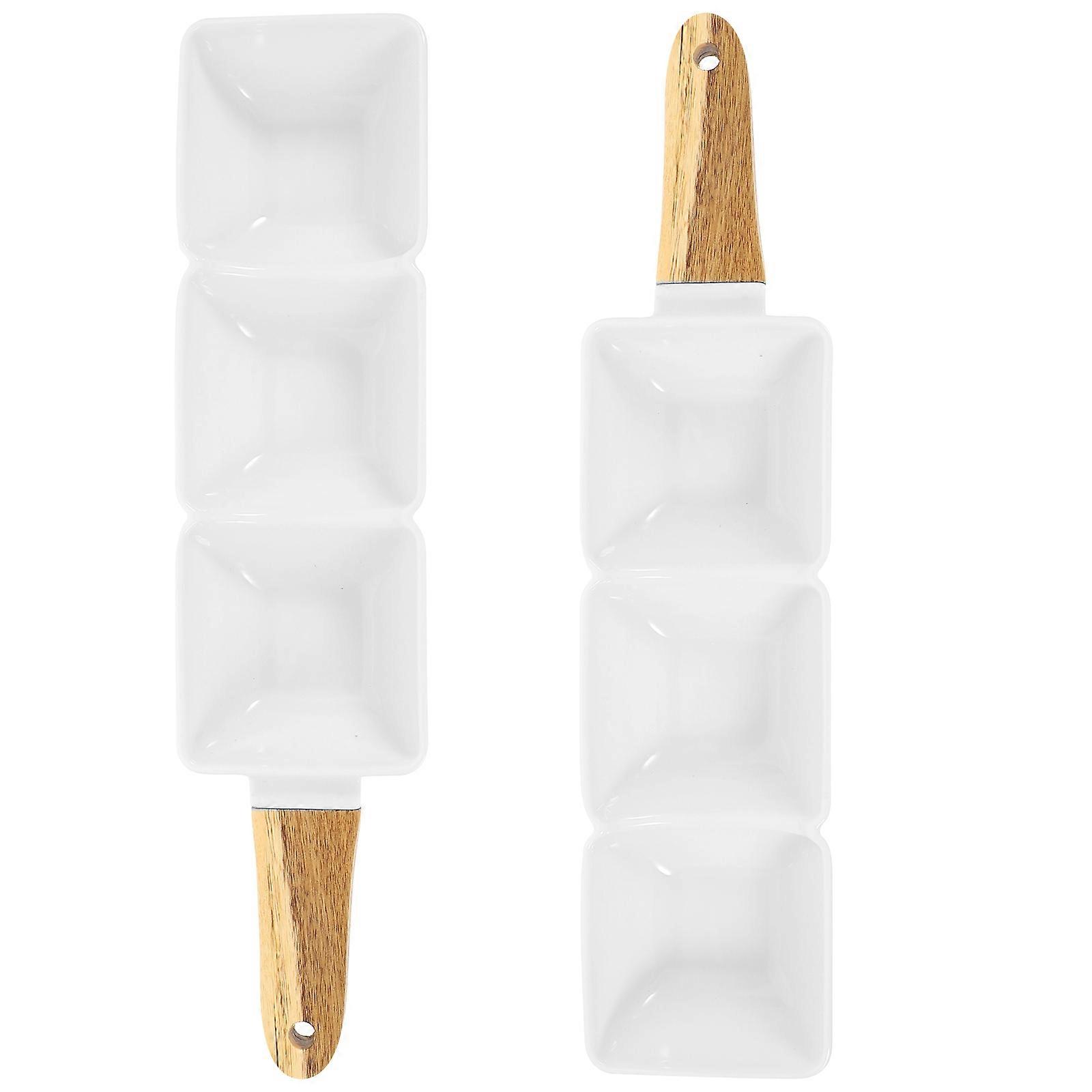 Vit Keramisk Snackskål för Matservering 2 Styck med Handtag