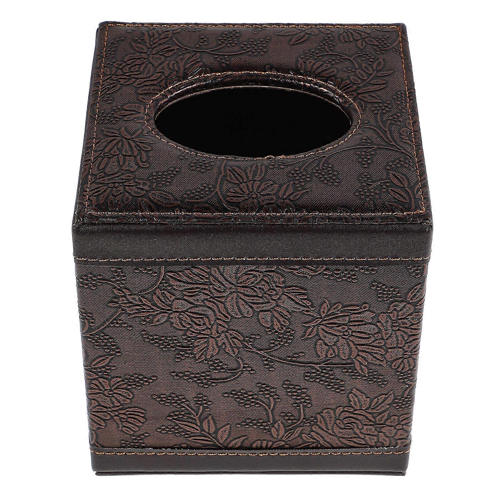 Stylish Brown Tissue Storage Box For Home Decor Nightstand And Vanity Square Shape For Versatile Usage 3Pcs