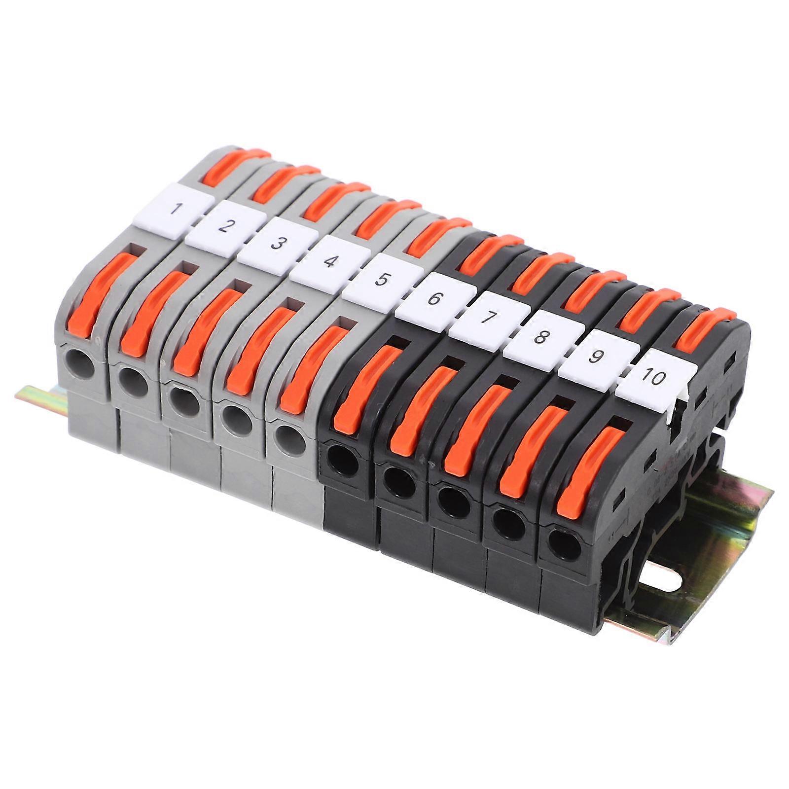Din Rail Terminal Blocks Electric Wire Connectors Quick Connect Wire Connector 28-12 AWG Electrical Installation Compact Design 2 Sets