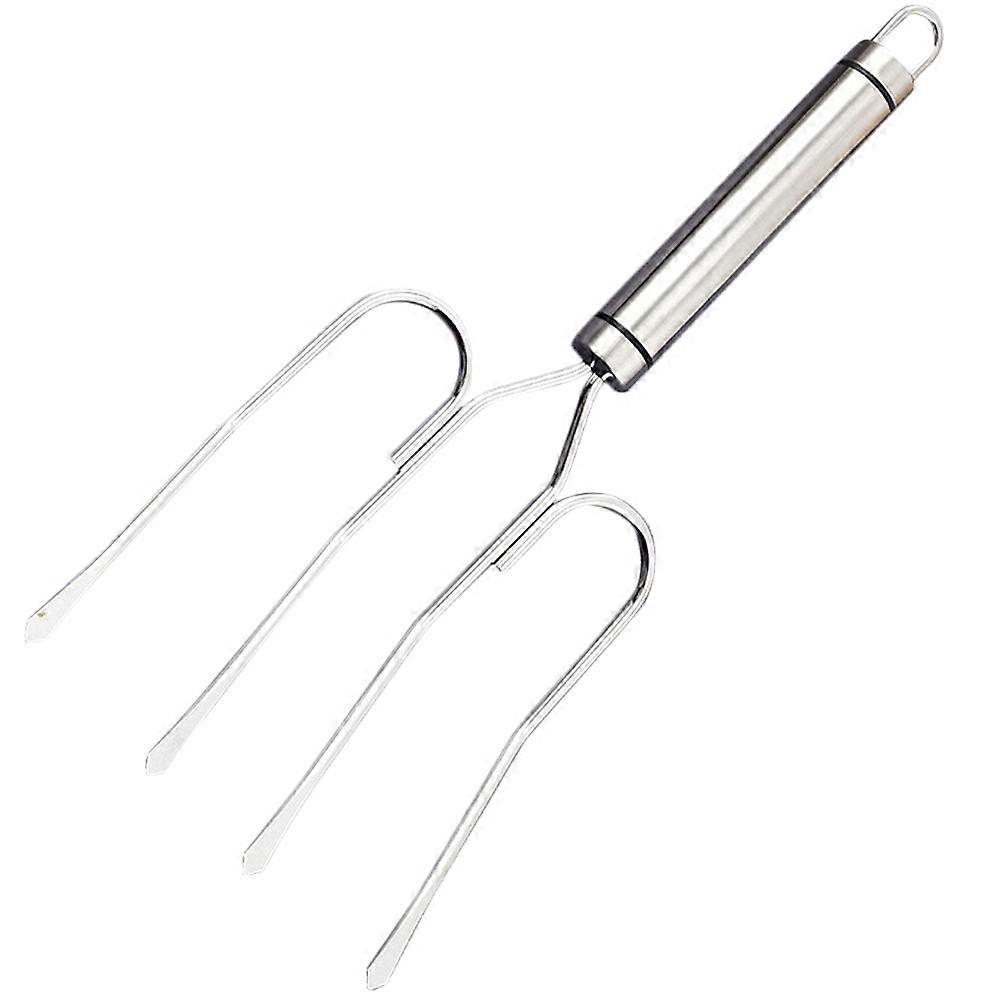 Roasting Fork Multi-Function Turkey Lifter Fork Outdoor Barbecue Silver Stainless Steel Grilling 1Pcs