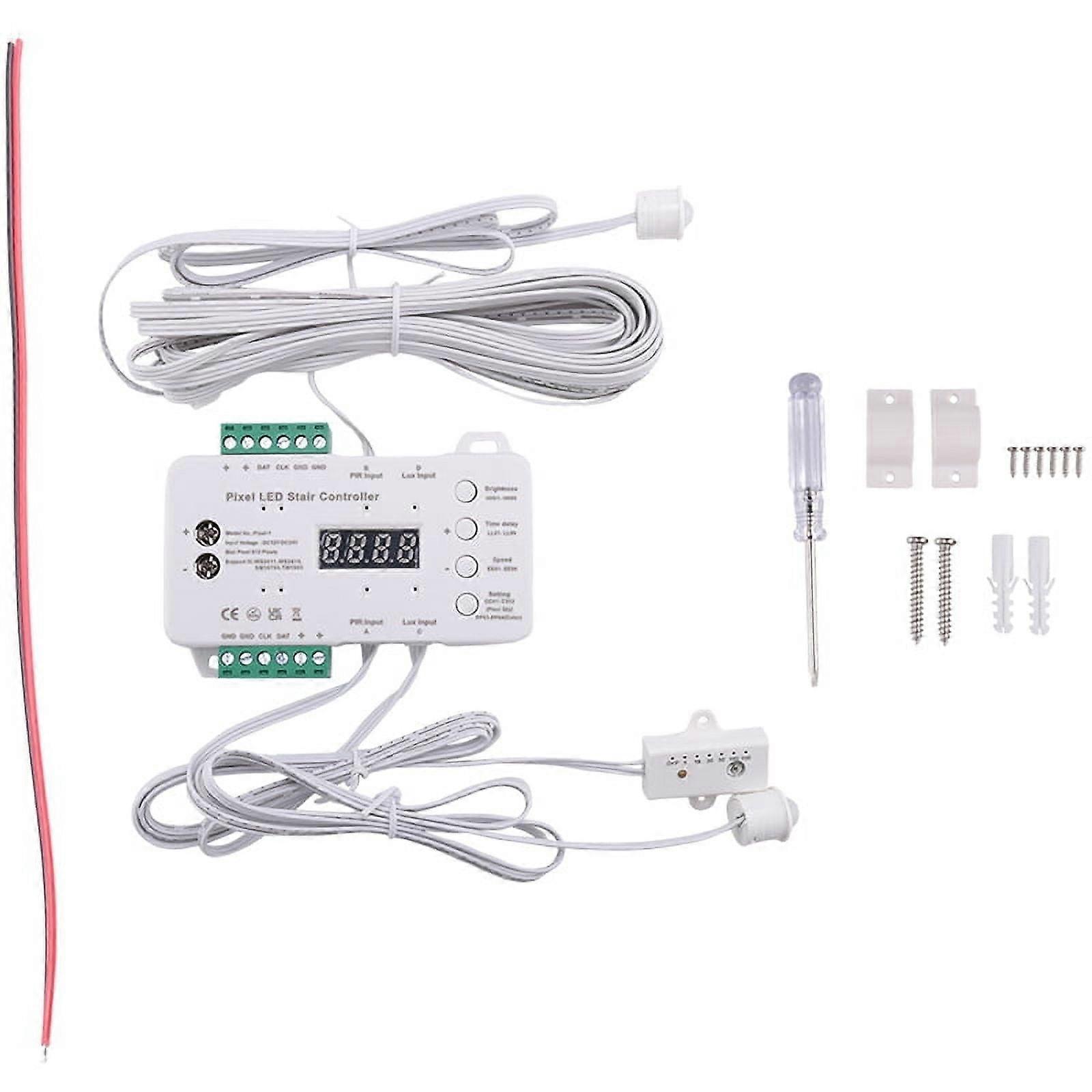Motion Sensor LED Stair Pixel Lights Controller RGB LED Controller with Daylight Sensor Stair Lighting Controller