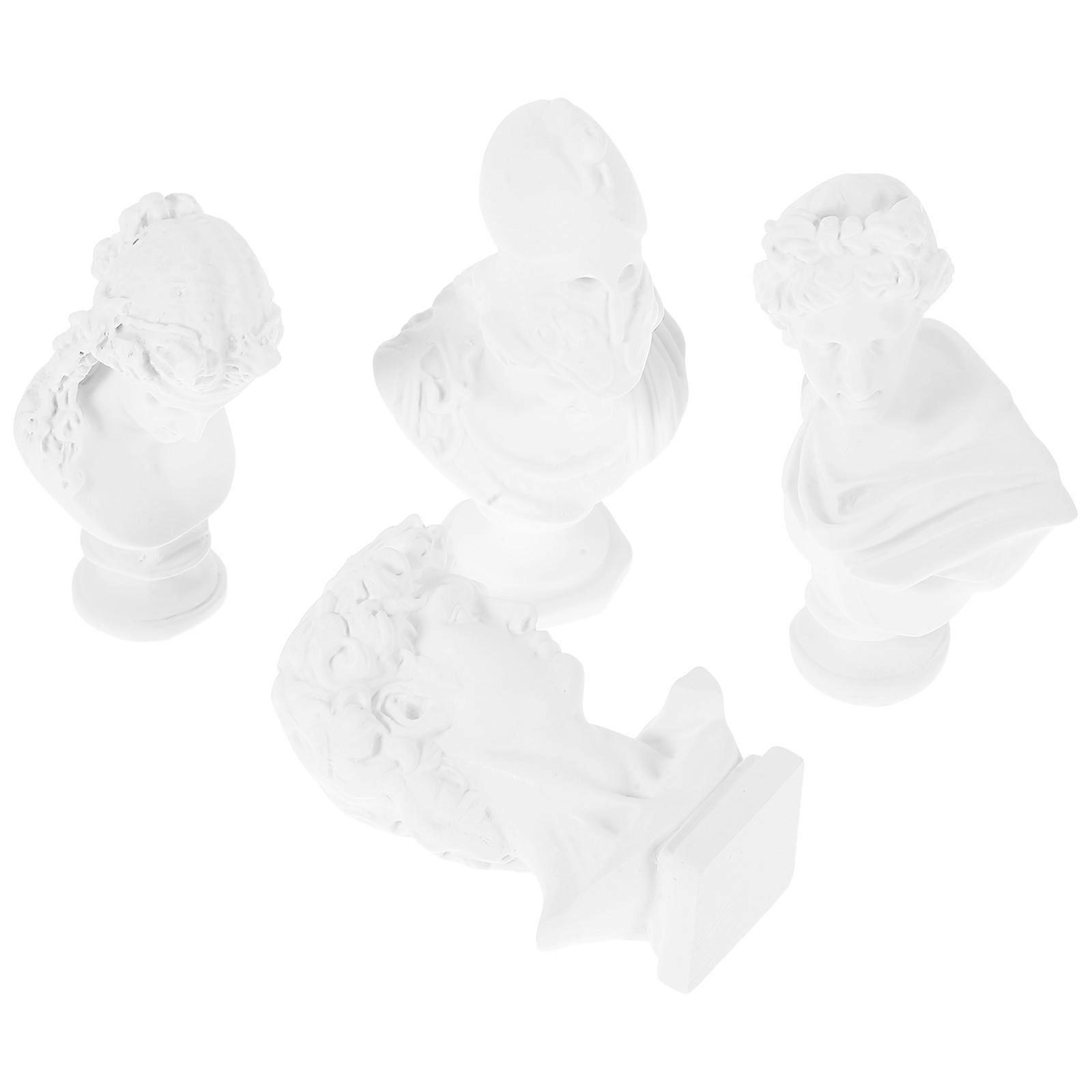 4Pcs Classical Design Resin Bust Sculptures For Art Sketching Classroom Use Studio Use 8.00X4.50X2.70Cm