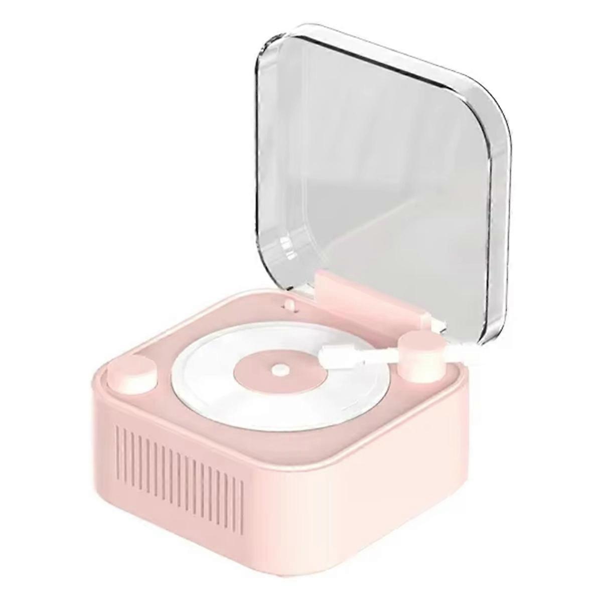 Vintage Turntable Wireless Bluetooth Speaker Long Battery Pink