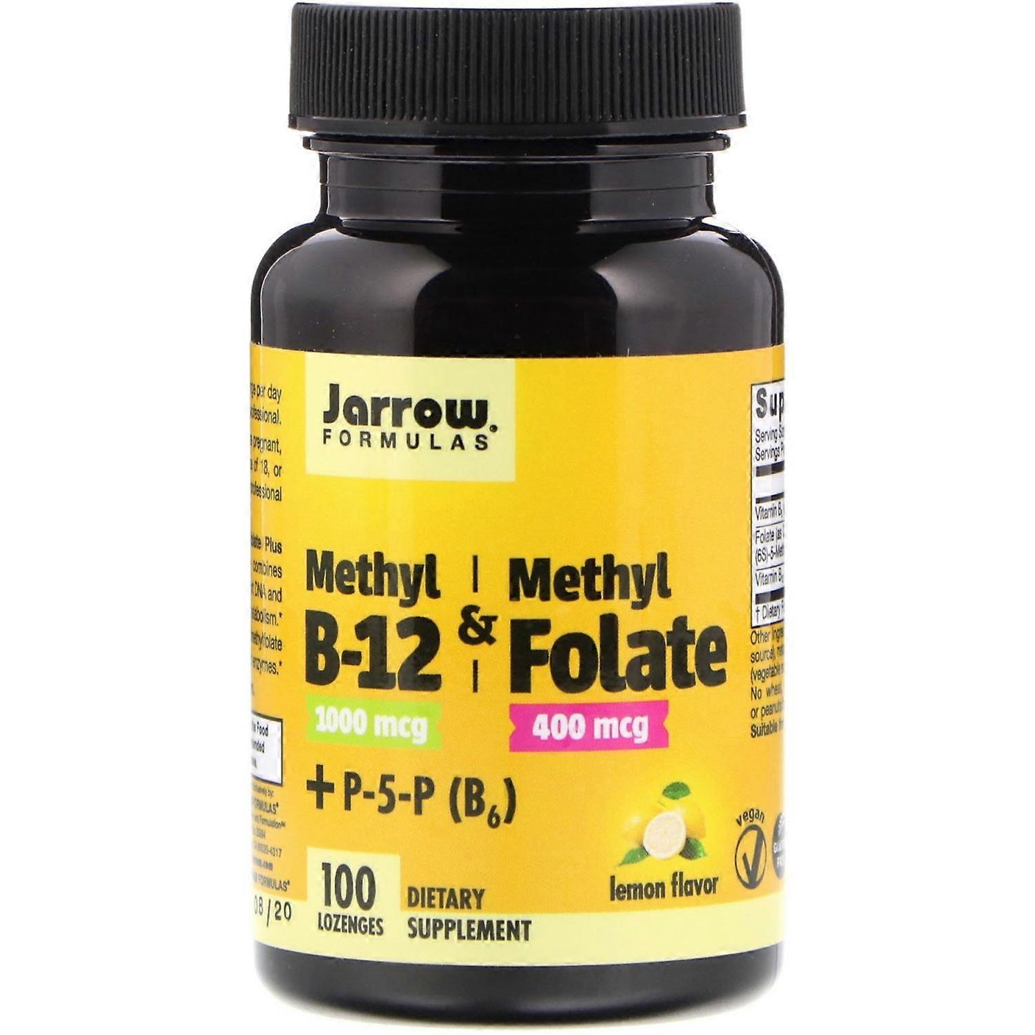 Jarrow Formulas, Methyl B-12 & Methyl Folate, Lemon Flavor, 1000 mcg / 400 mcg,