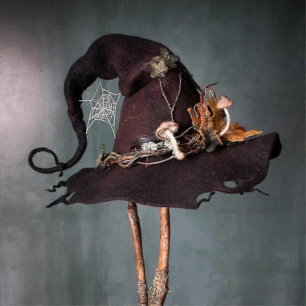 Witch Hat Çiçek Asma Keçe Cap Cosplay Performans Prop