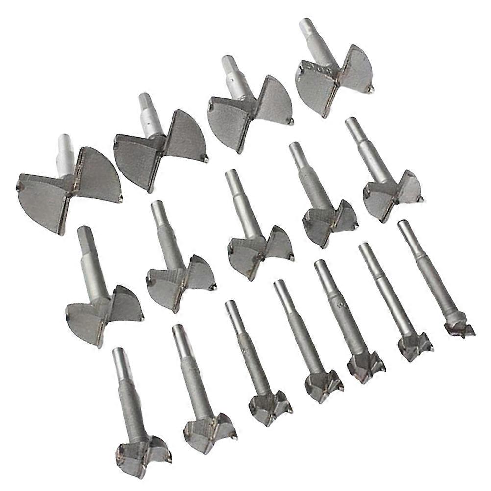 Wood Cutter Auger Drill Bit Set for Woodworking 16Pcs Silver Power Tool
