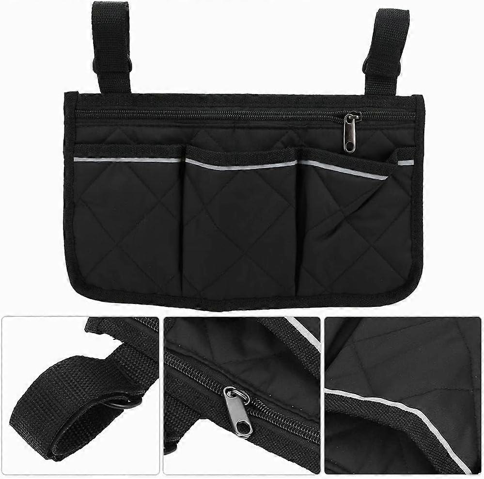 Bedside Storage Caddy Reflective Strip MultiPocket Hanging Bed Organizer UnderBed Storage Bag Dorm Black