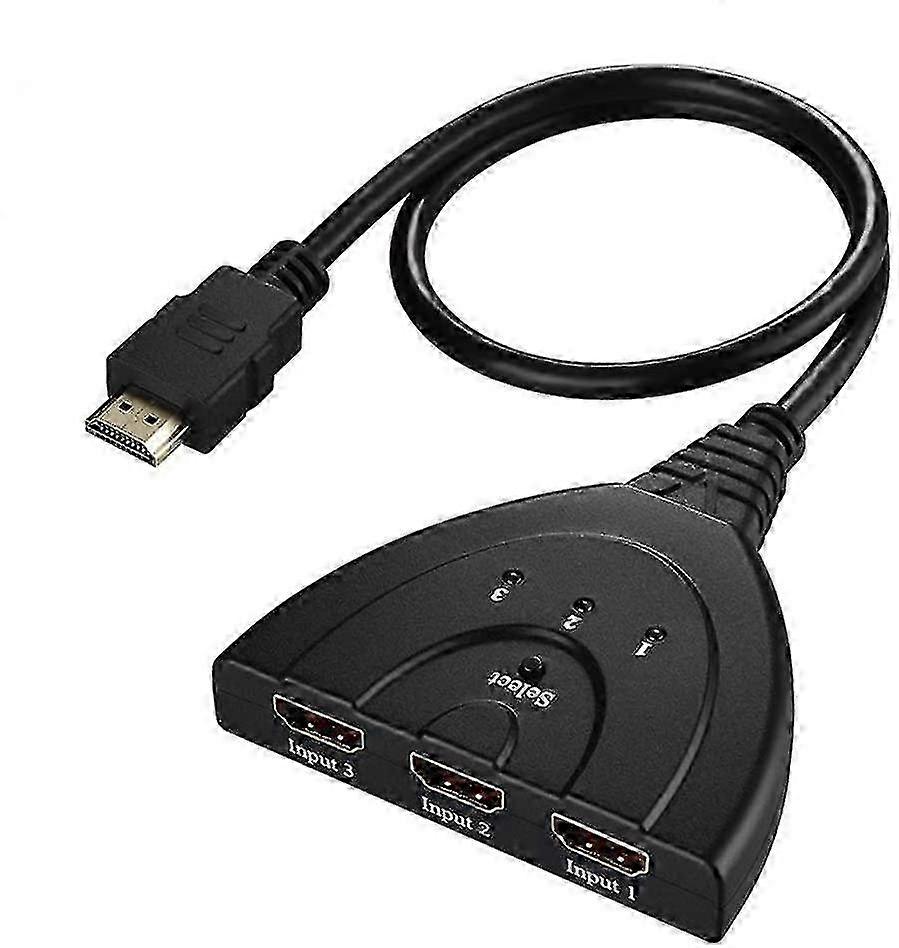Switch HDMI Pigtail Switch Splitter 3 in 1 Out with High Speed Cable Auto Switcher Hub Supports 3D 1080p 4K