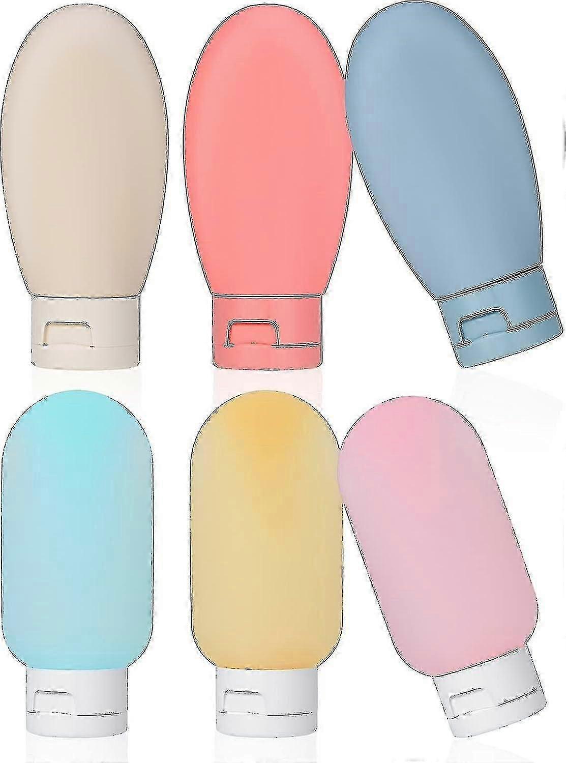 6 Pcs Travel Bottles Set, 60ml Travel Containers Refillable Squeezable Bottles For Travel Toiletries, Shampoo And Conditioner