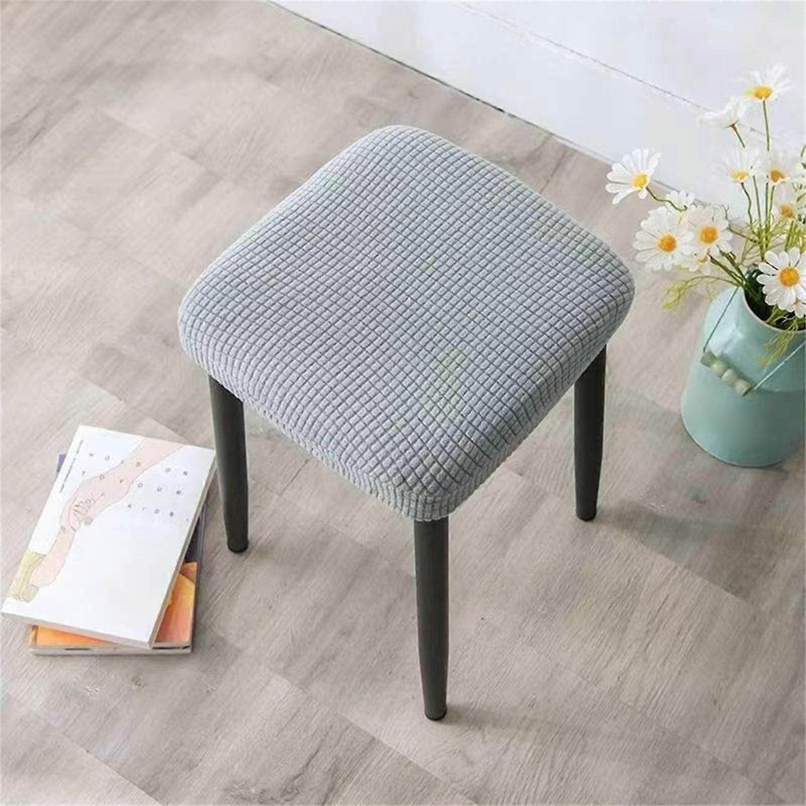Dusknt Clearance! Stretch Sofa & Stool Cover Gray, Compatible with Square Dining Chairs, Vanity Stools, Non-Slip Design, 1Pc