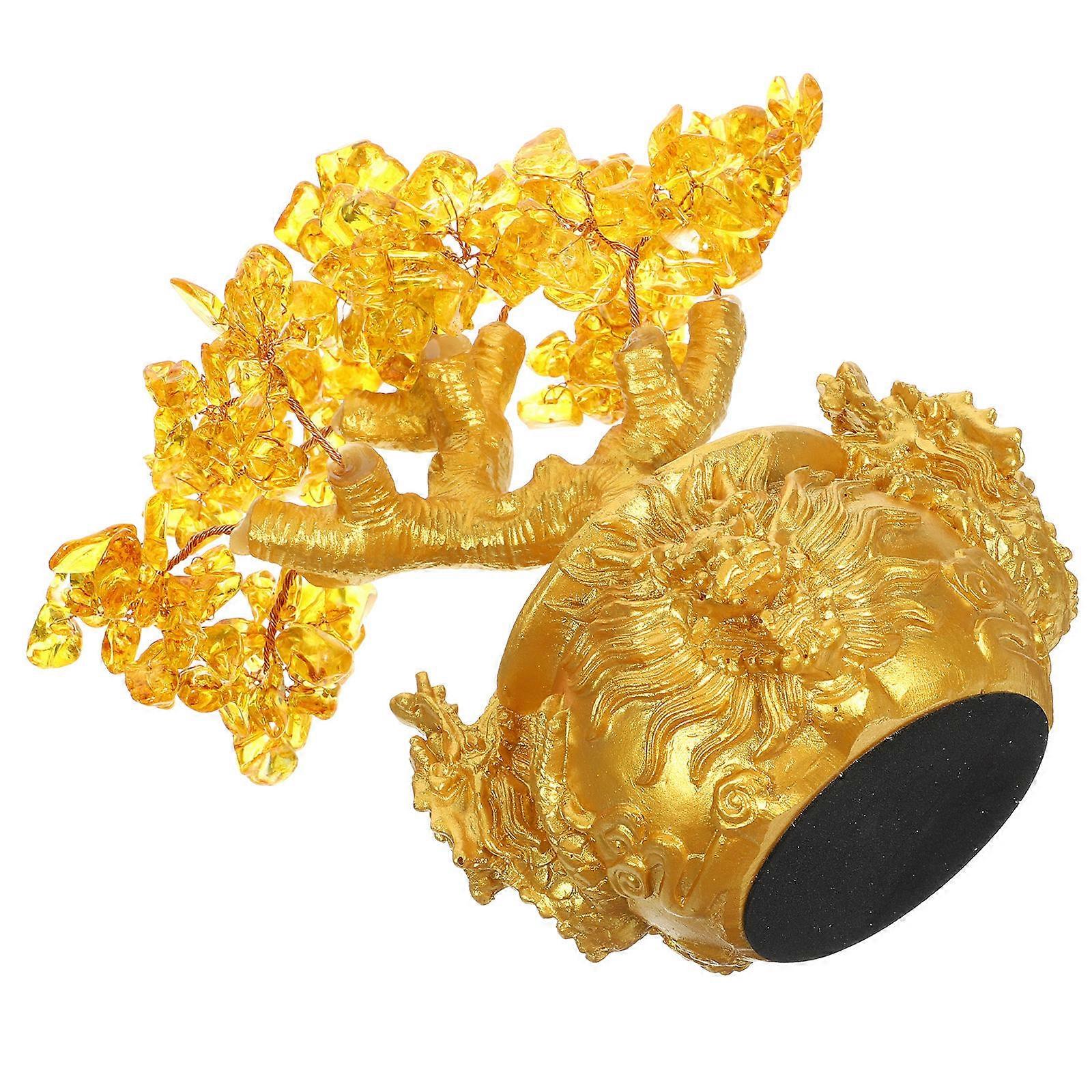 Décoration Feng Shui 1 pièce en résine jaune cristal, élégante pierre décorative à poser sur une table pour la maison