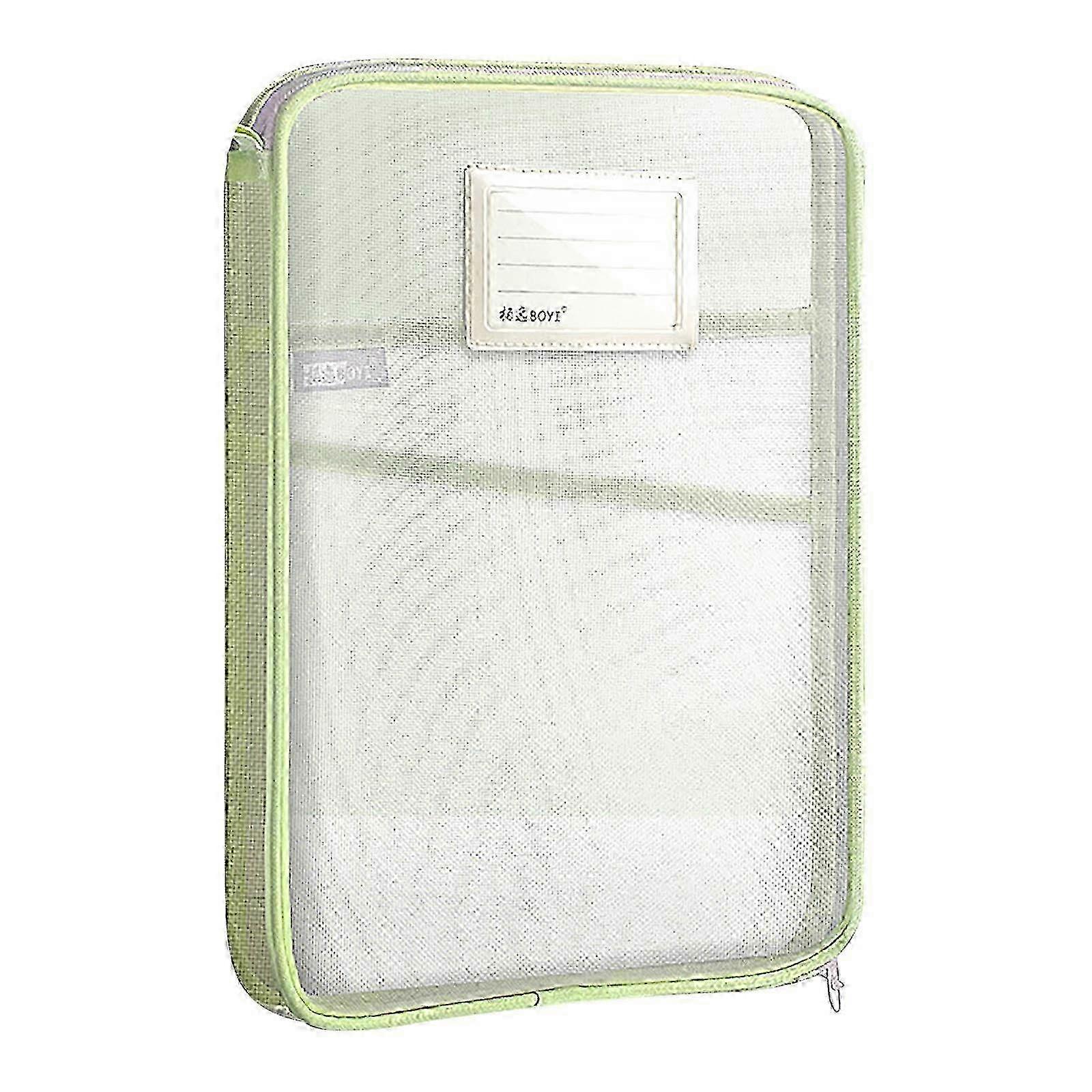Harliver Mesh Zipper Pouch, A4 Clear Net File Bag, Large Capacity Document Organizer for School, Homework, Green miao7