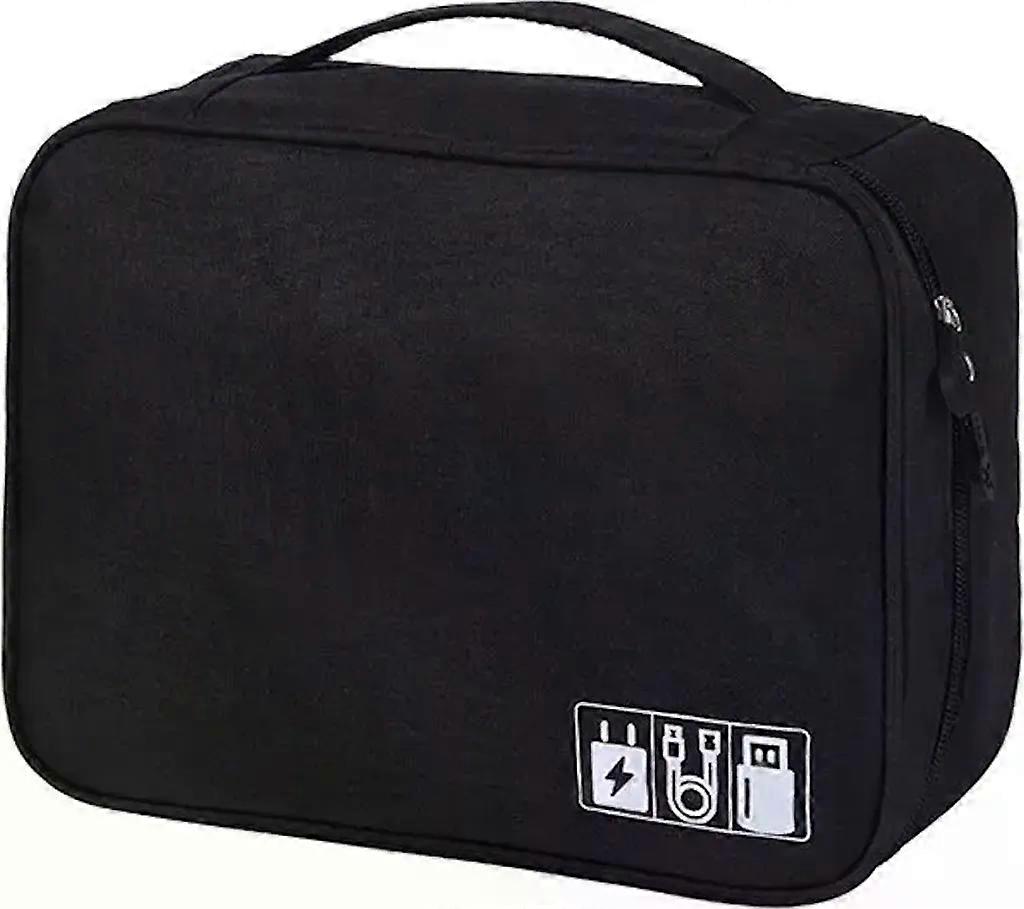 Large electronics bag, cable organizer bag, cable bag in black
