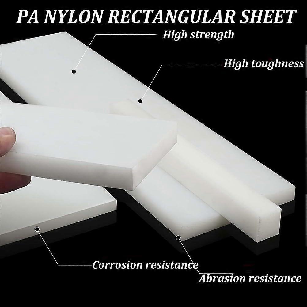 White Nylon Rectangular Sheet 1m Long 80mm Wide 210mm Thick for Machining DIY and Model Building