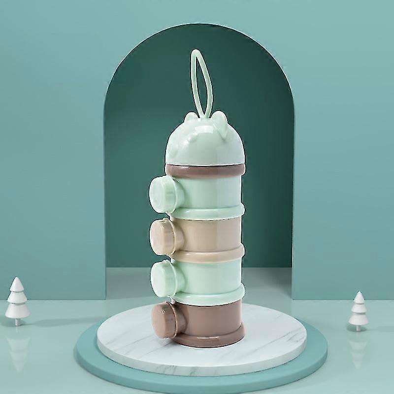 ポータブルベビーフードのストラグボックス4層クマスタイル複数の開口部シリアルミルクパウダーボックストドルスナックコンテナ