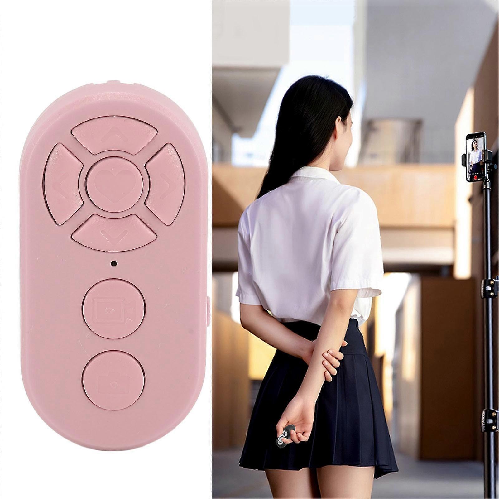 Scrolling Remote Control Page Turner Bluetooth Camera Shutter Video Recording Remote for Android Phone Tablet Pink 