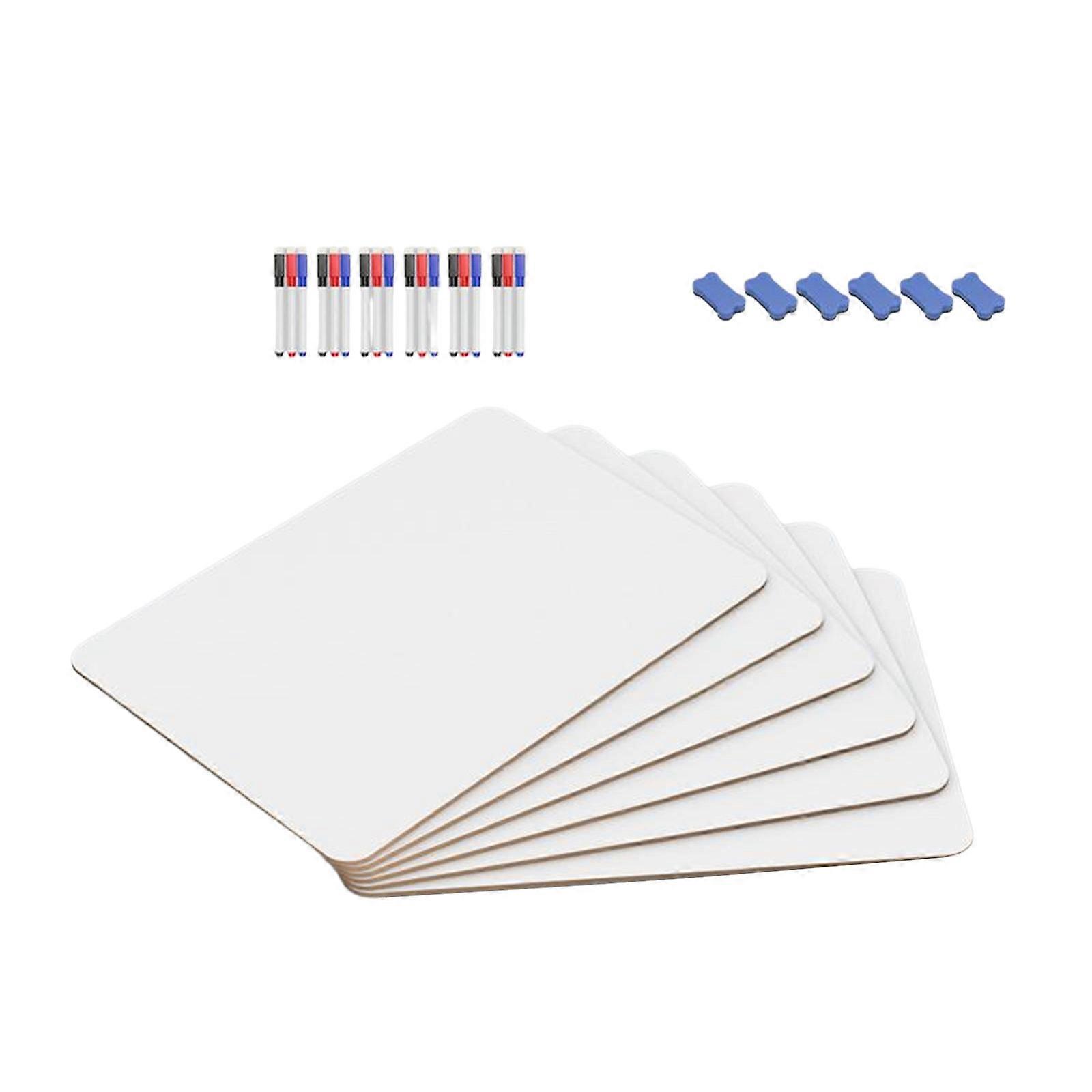 1/3/6 Pcs Small Whiteboard with Eraser and Markers Double Sided White Boards Message Board for Drawing & Writing Multicolor