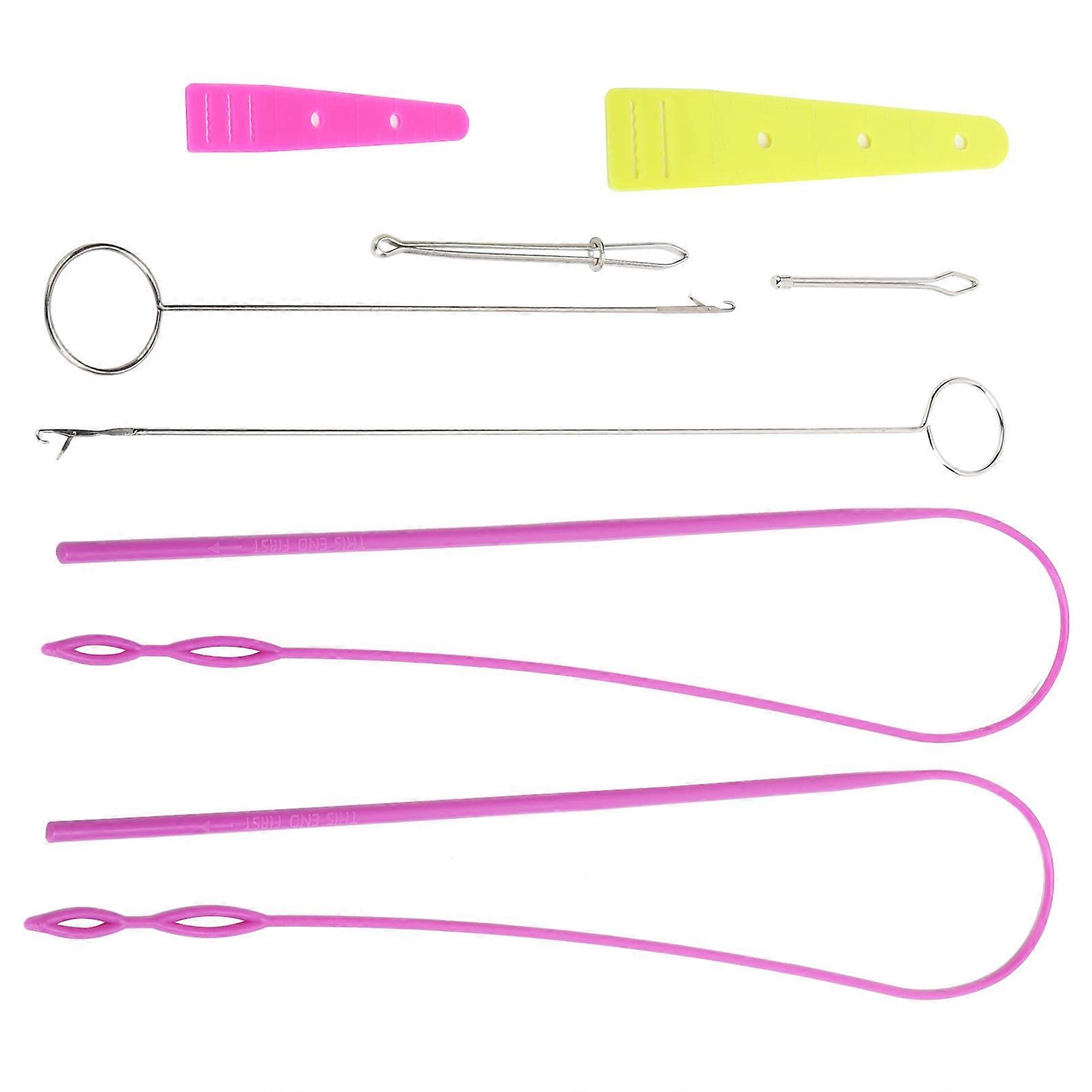 9Pcs DIY Drawstring Threader Set Sewing Loop Turner Hook and Tweezers Home Sewing Tool