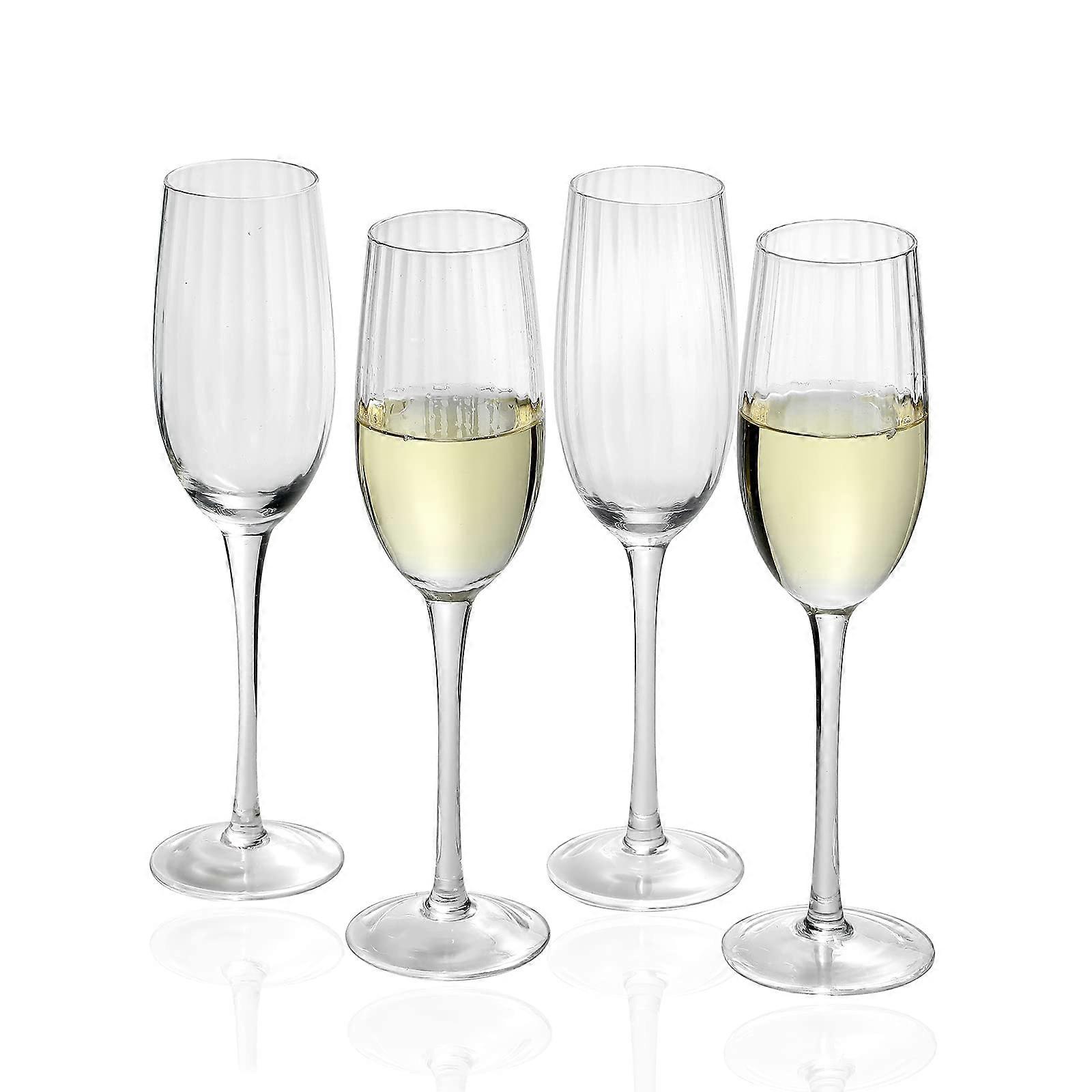 Champagne Flutes 8 Oz Set Of 4 Tabletop Long Stem Crystal Clear Glassware For Champagne Sparkling Wine