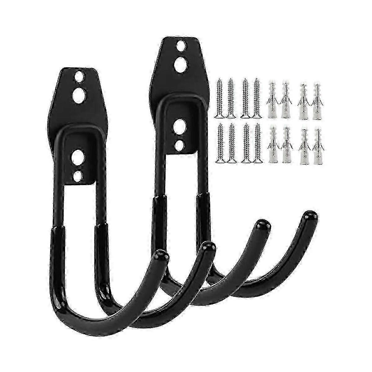2 Pack Garage Hooks Double Hooks Wall Hooks For Wall Mount Heavy Duty Storage Power Tools Ladder Ut