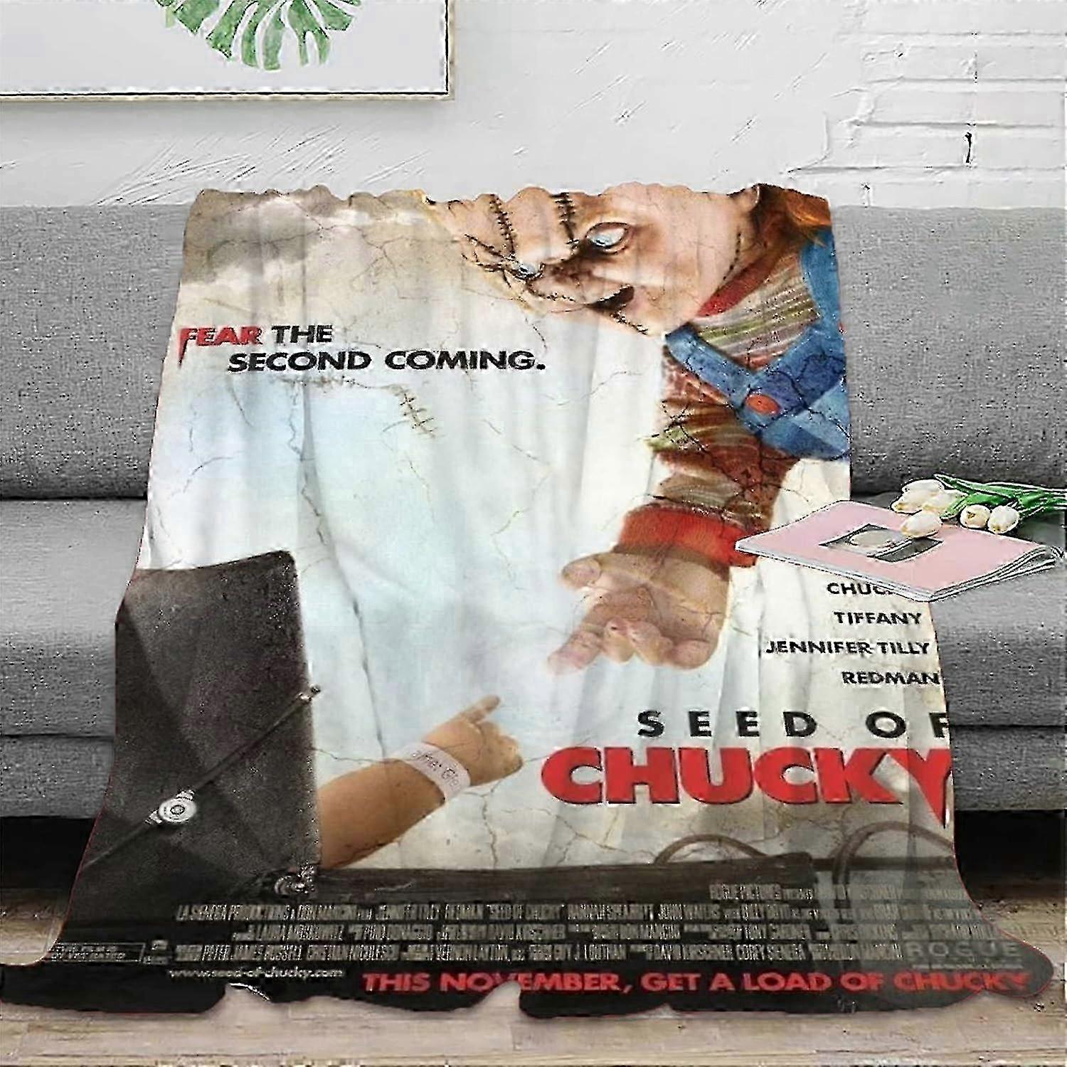 Keep Warm Blanket Chucky Doll Patterns Flannel Fleece Blankets 3D Printed Throw Blanket Soft Microfiber Flannel Fleece Blanket For Child Adu