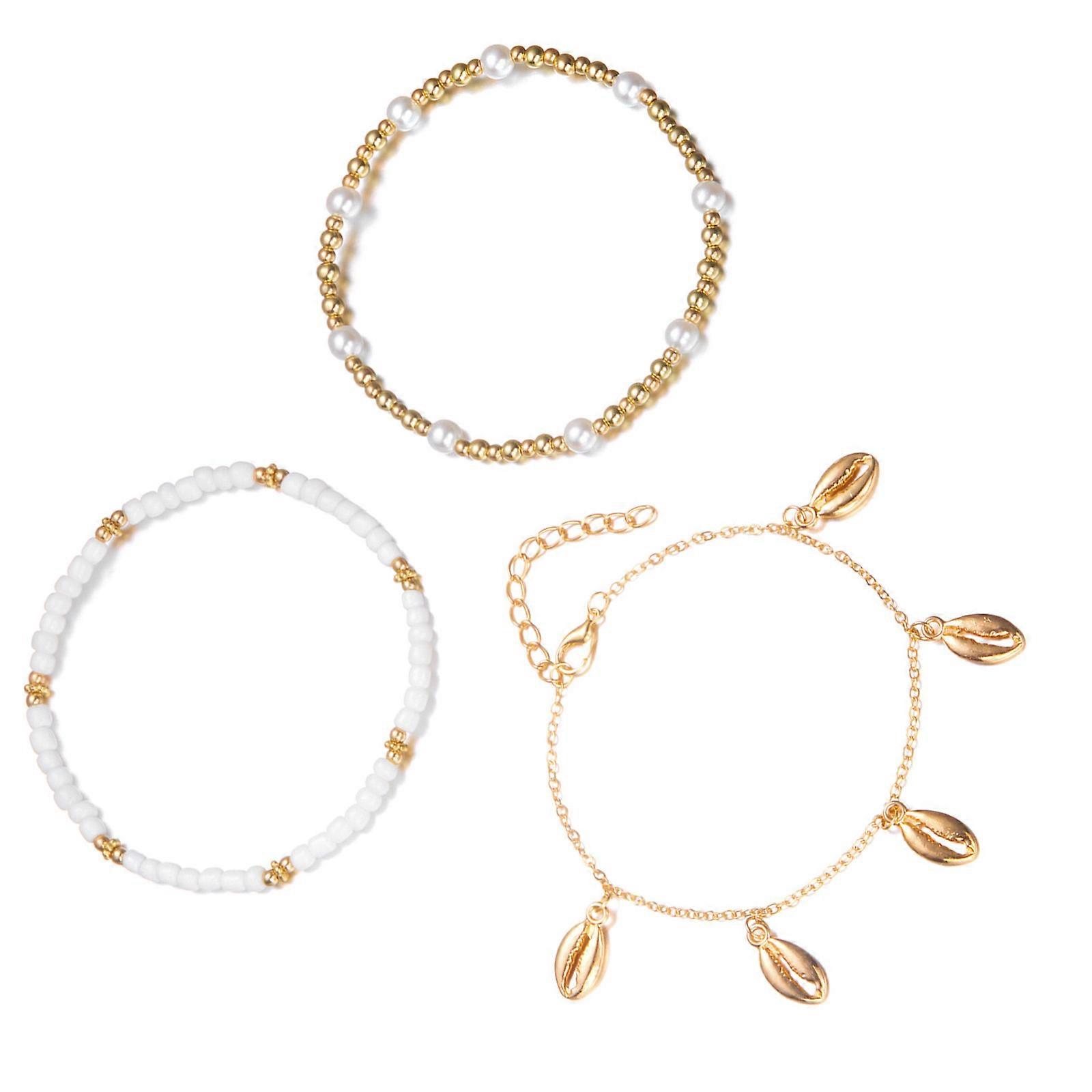 Multilayer Beach Anklet Stackable Foot Jewelry With Starfish Shell Alloy Beads And Imitation Pearls Anklet Chain Multicolor