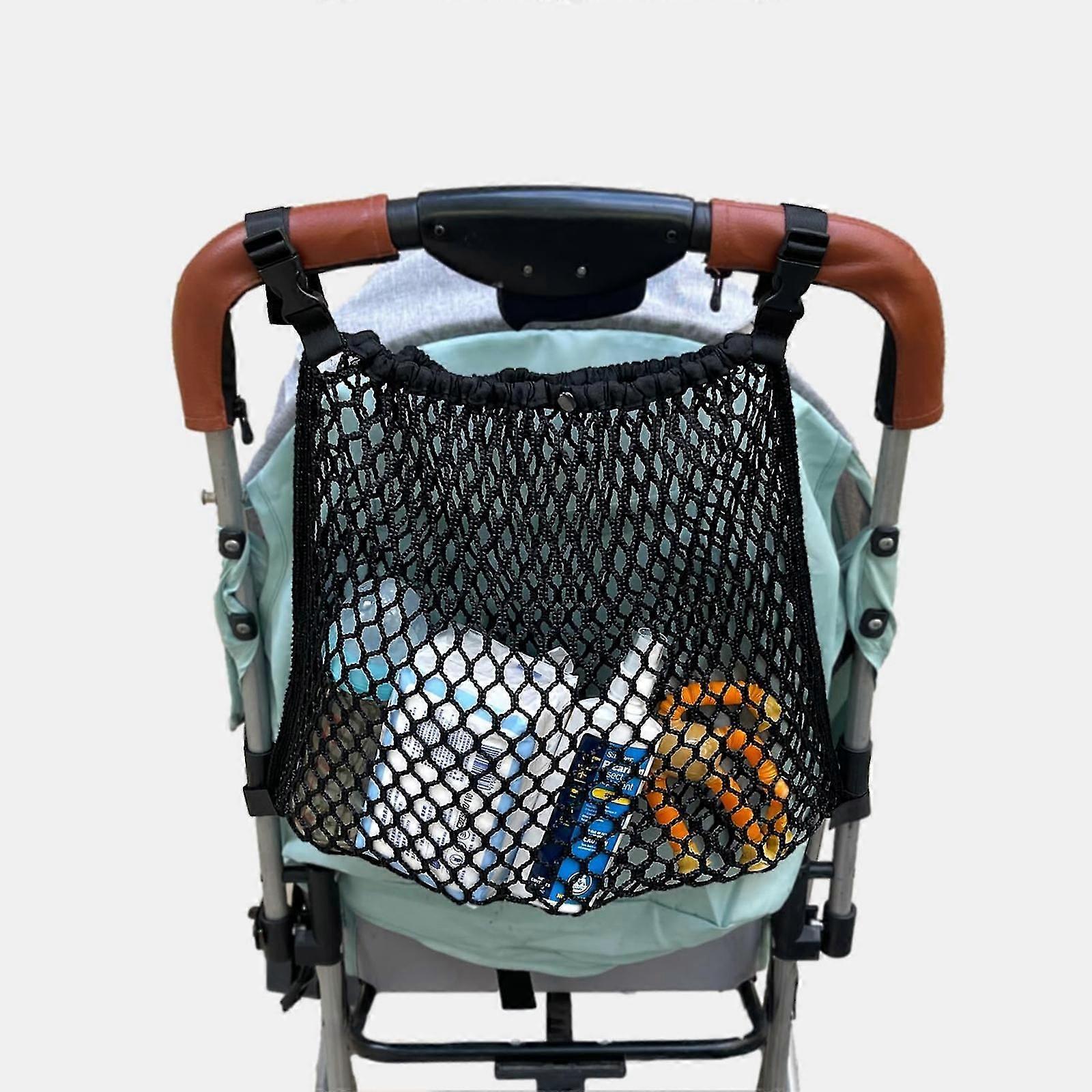 Universal Baby Stroller Organizer Polyester Net Mesh Storage Bag With Extra Large Storage Space, Stroller Accessories For Carrying Diaper Toys And Sna