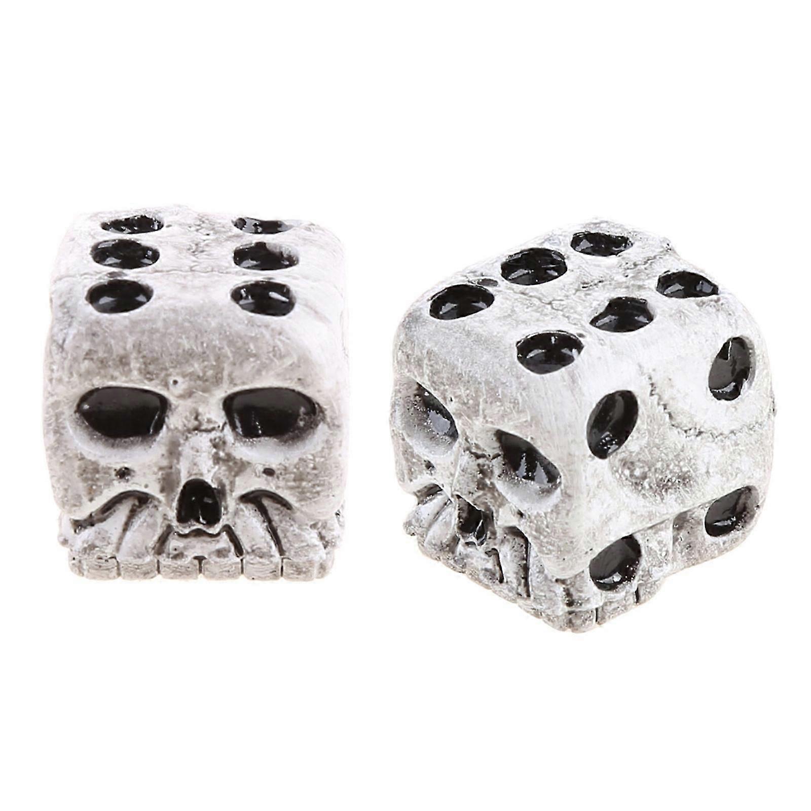 2Pcs/set White Skull Bone Dice Set Six Sided Skeleton Dice Club Pub Party Game Toy Resin Dice Pack for Children Adults Cs
