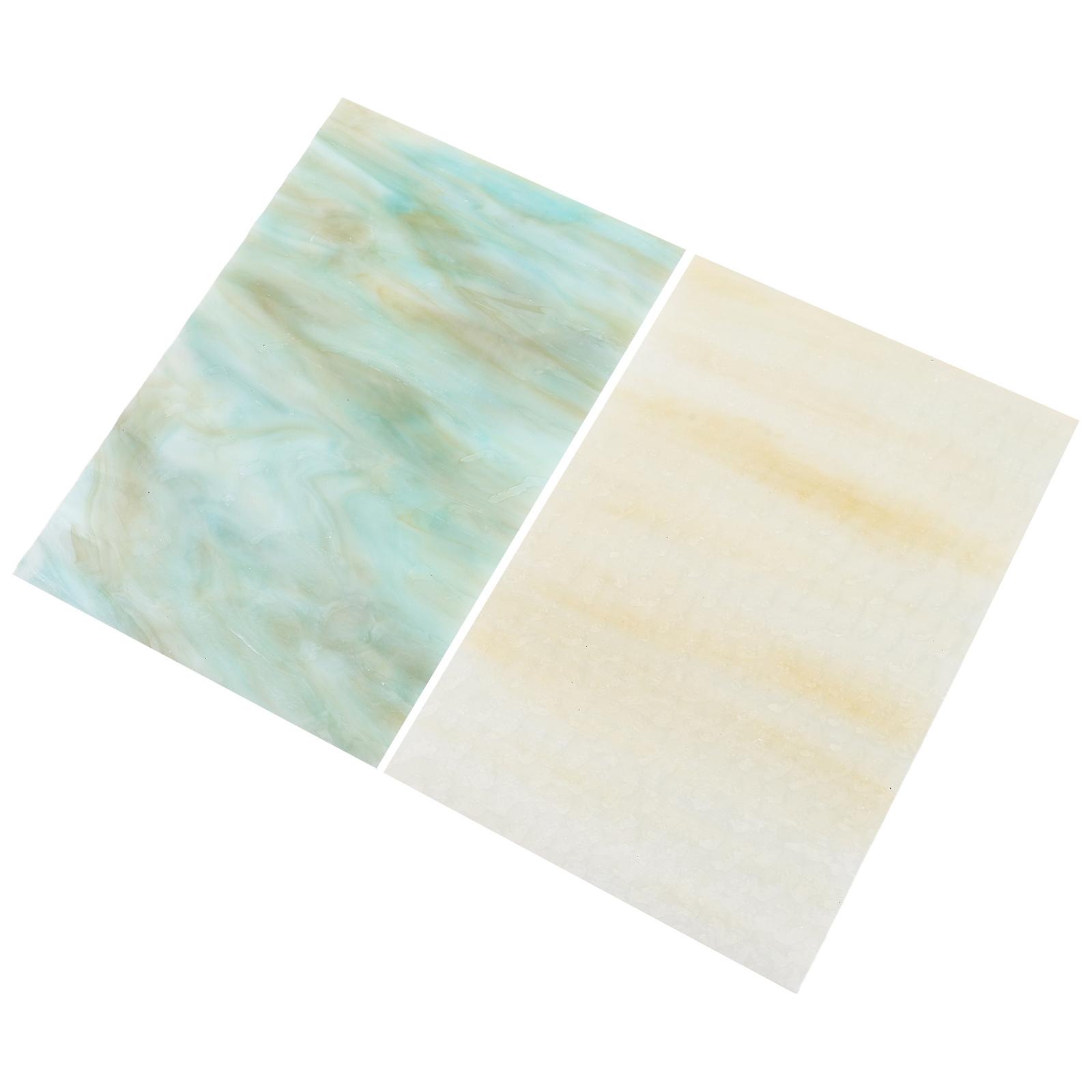 Water Ripple Texture Colored Glass Sheets for DIY Mosaic Materials 2Pcs Set