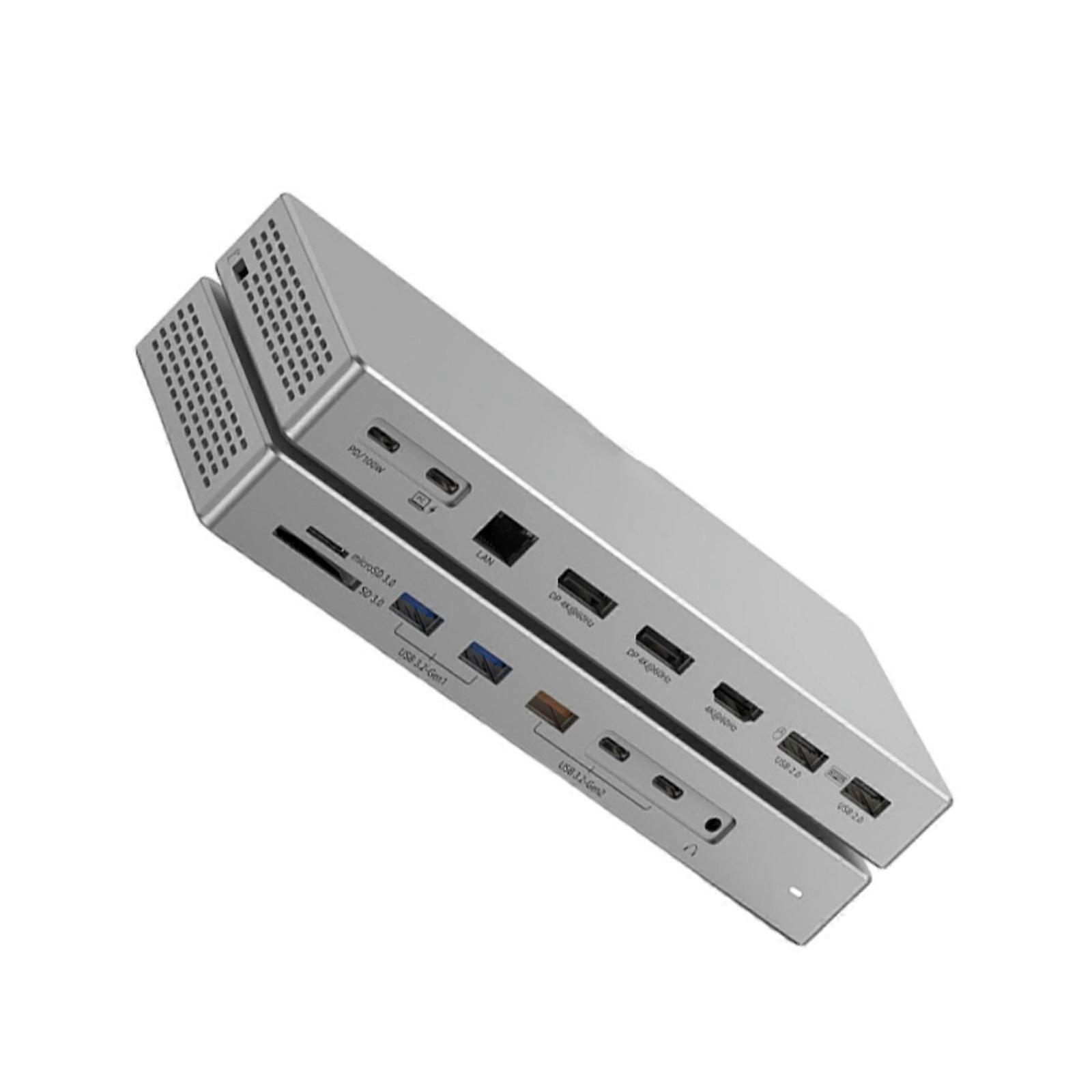 16Ports Aluminum USB Hubs for Video Conferences or Large Data Uploads 7usb Port (5xUsb3.2) Card Readers,3.5mm Port Multicolor