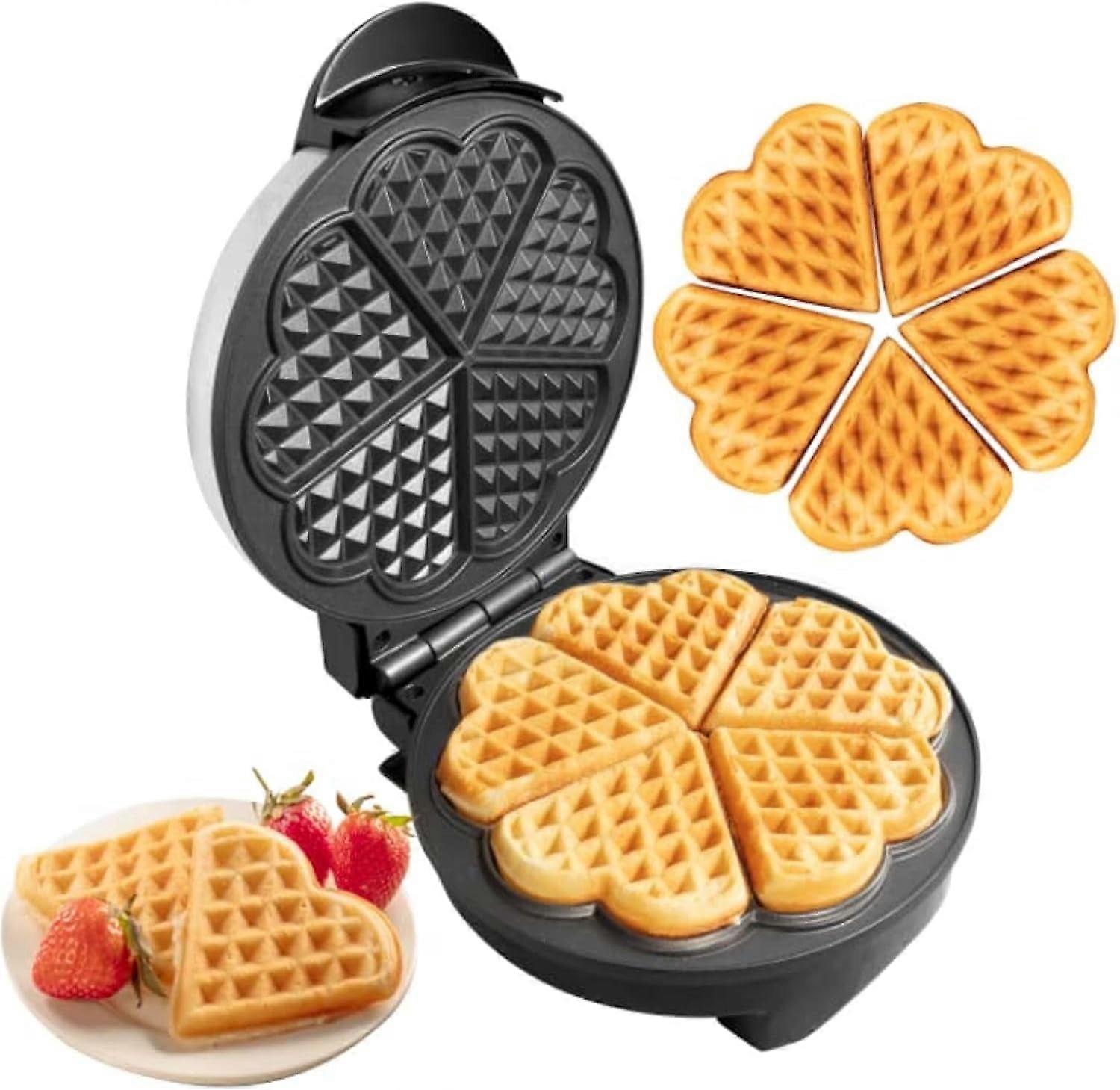 Heart Waffle Maker - 5 Heart-Shaped Waffles, Nonstick & Easy Cleanup, Adjustable Control, Electric Griddle Iron, compatible with standard outlets -