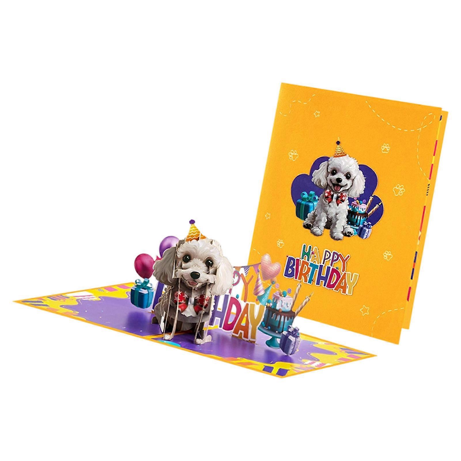 Environmental Friendly Burst Up Greeting Card 3D Standing Dog Plan Multiple Reproduce Preferences Birthday Party Decoration Multicolor