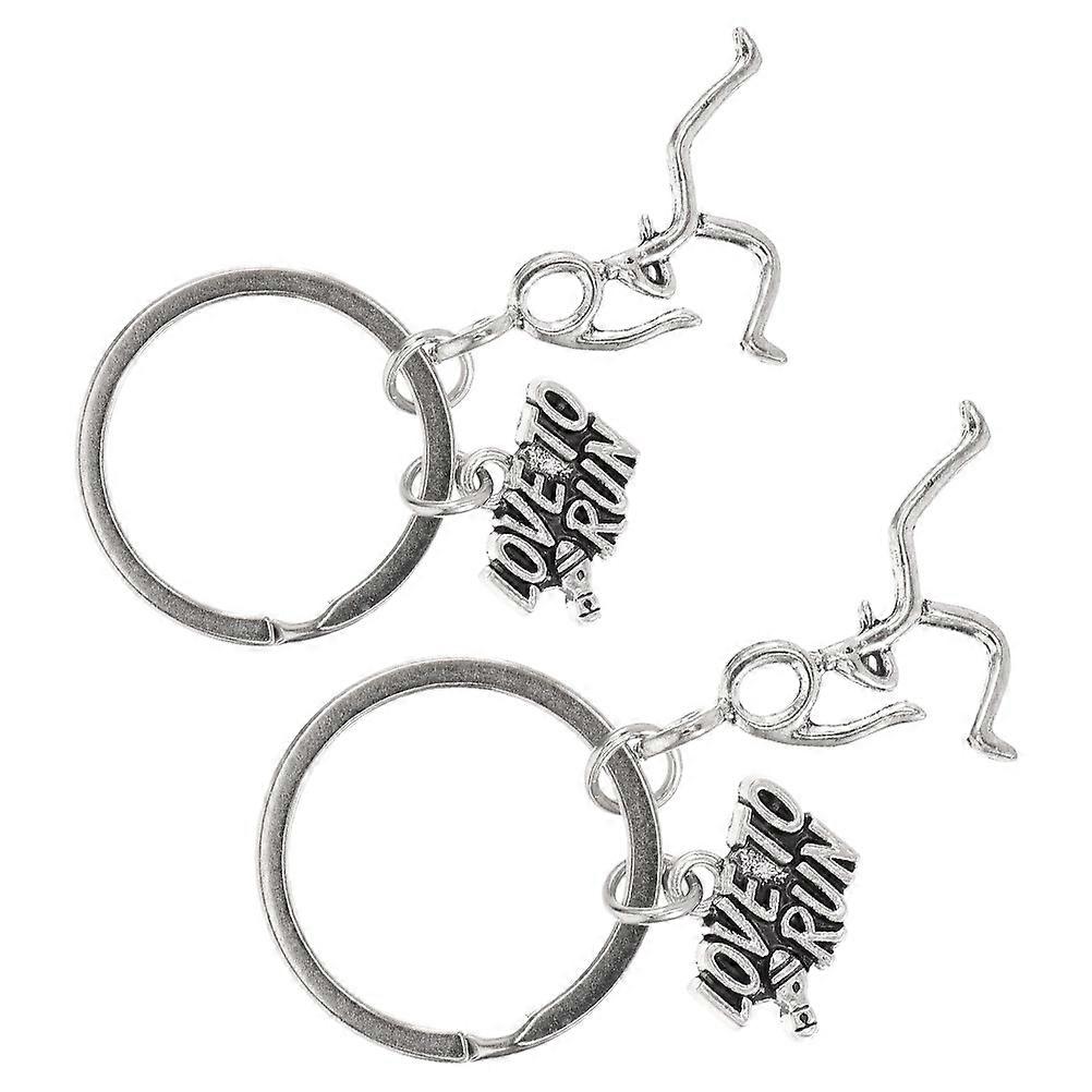 Running Keychain Metal Keyring for Marathon Athletes 2Pcs Creative Durable Gift
