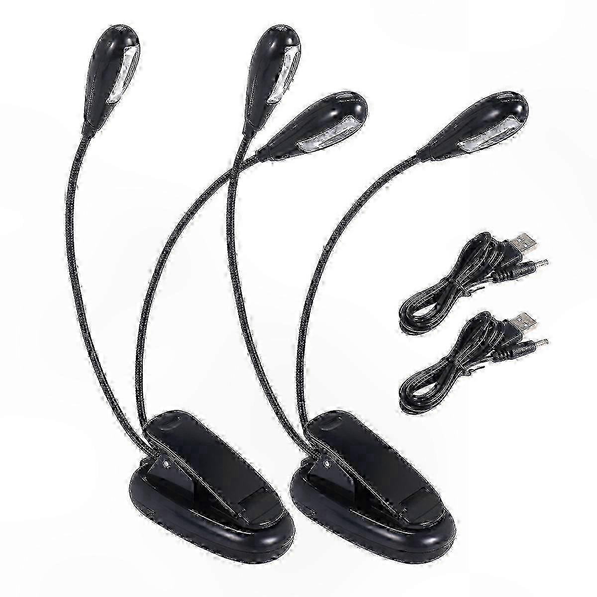 2Pcs Clip-On LED Book Light, Dual Arm Music Stand Light, 360° Adjustable Reading Light for Bed