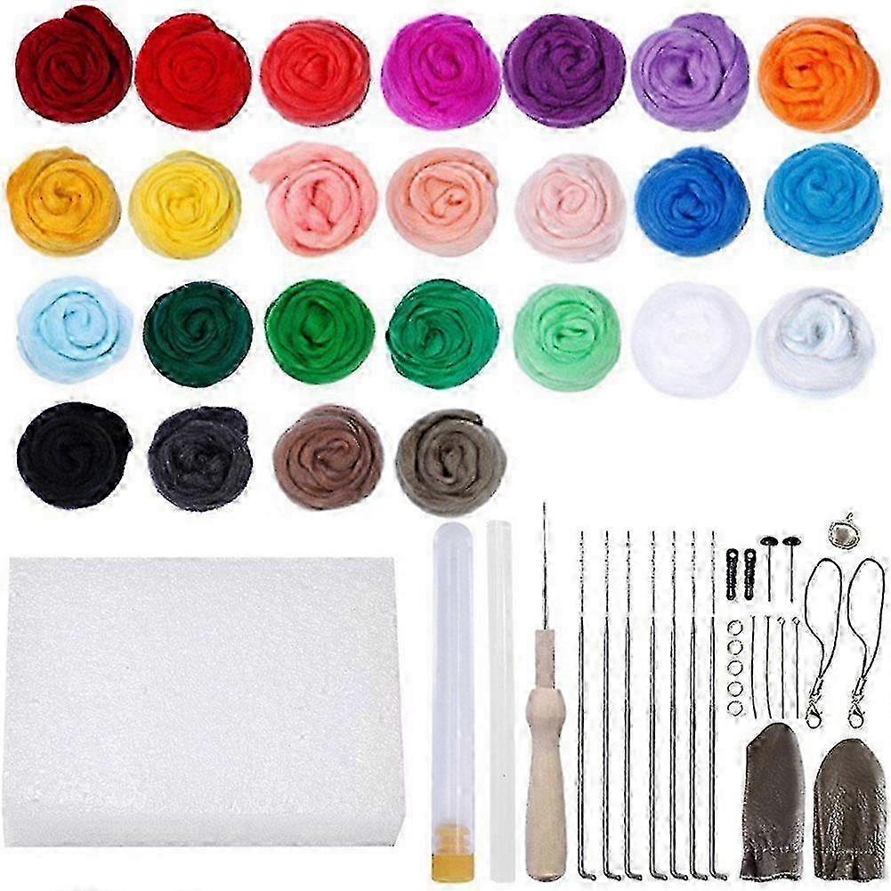 25 Colors DIY Wool Felt Poking Material Package