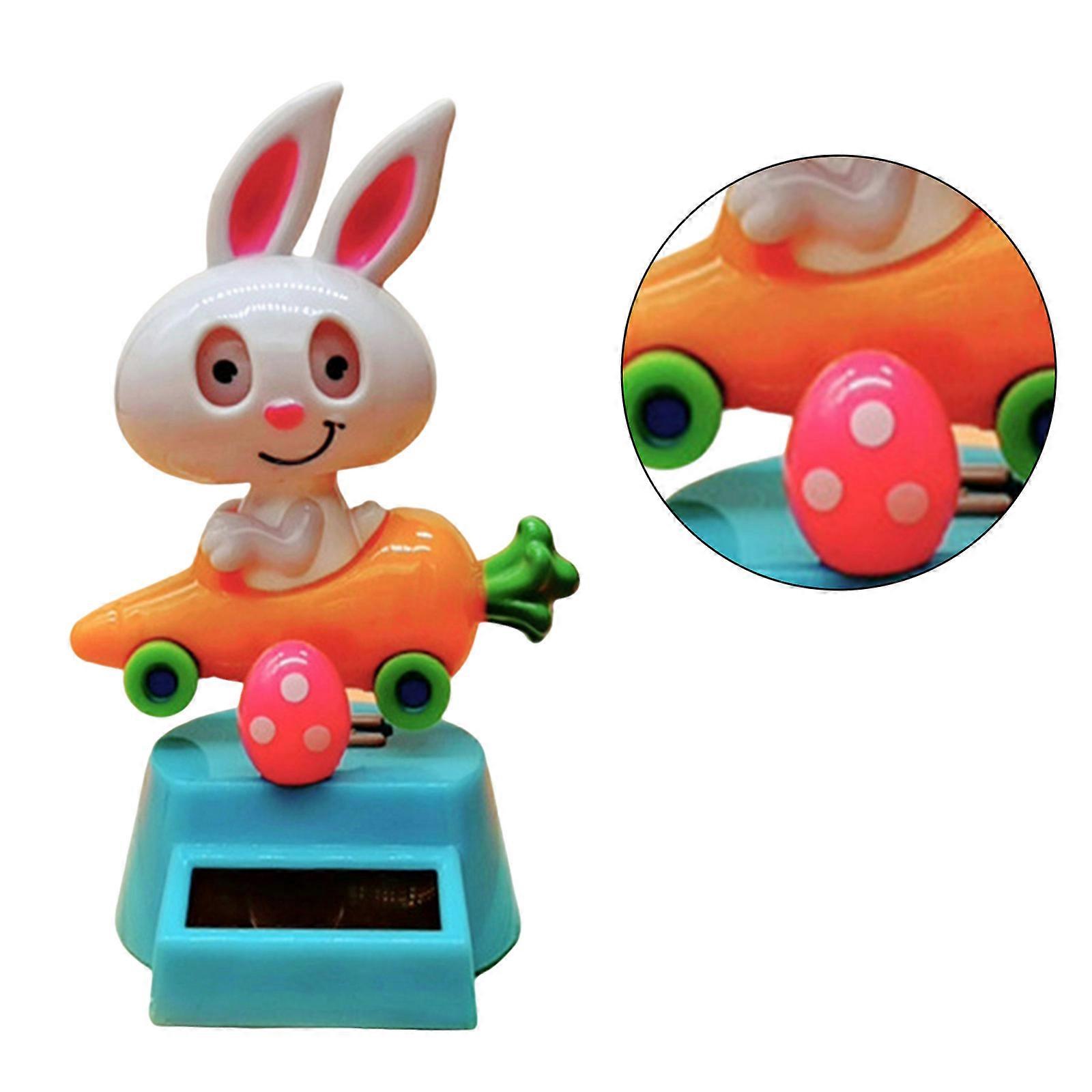 Educational Electronic Rabbit Toy Plastic Dancing Rabbit Toy with Solar Powdered Car Dashboard Decorative Swing Toy Multicolor