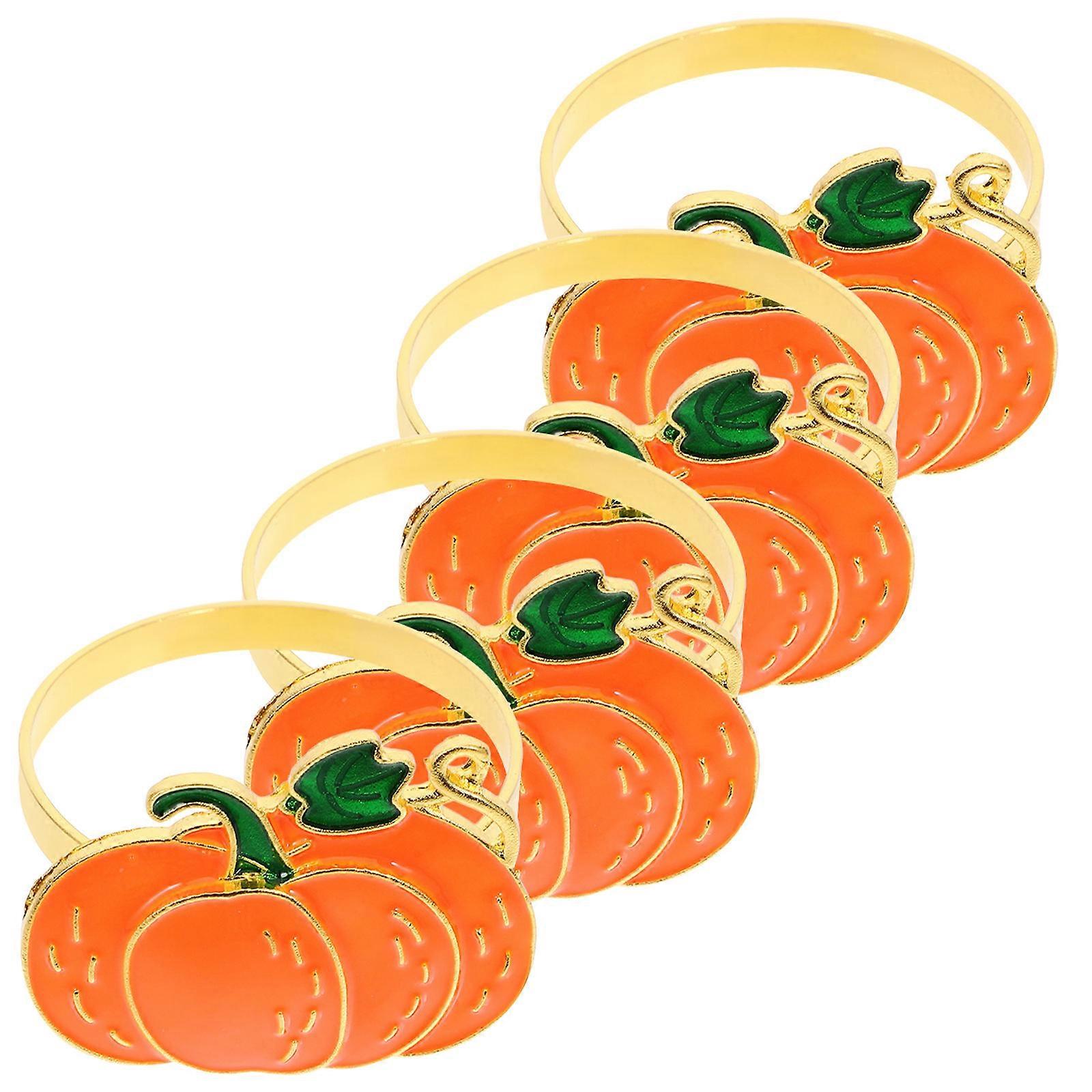 Fall Rustic Napkin Buckles 4Pcs Table Decoration for New Year Multi Alloy