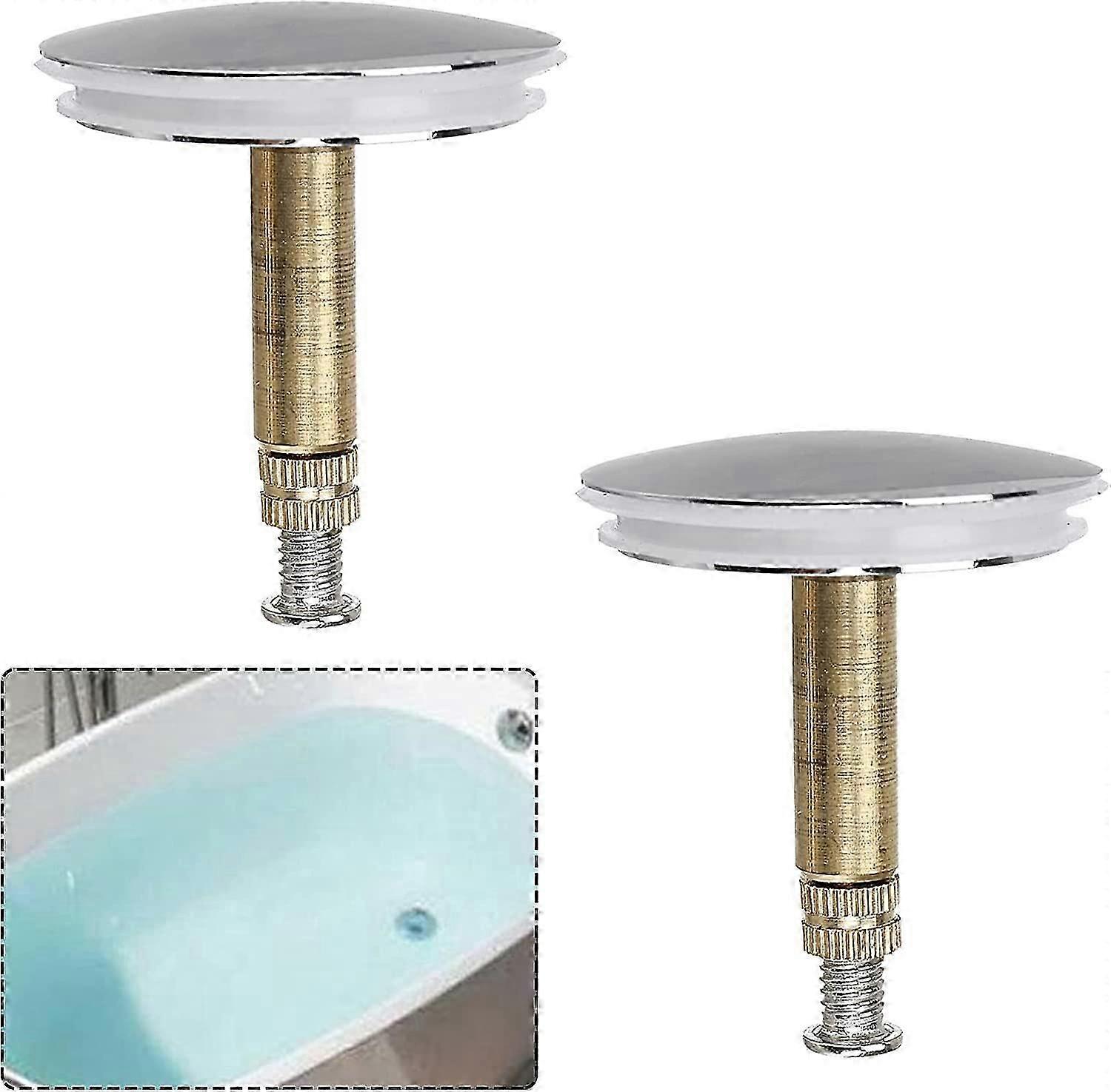 Bathtub plug, 2 units. Replacement plug for bathtub and sink, with double seal, adjustable height, universal plug for all standard bathtubs (43 mm).