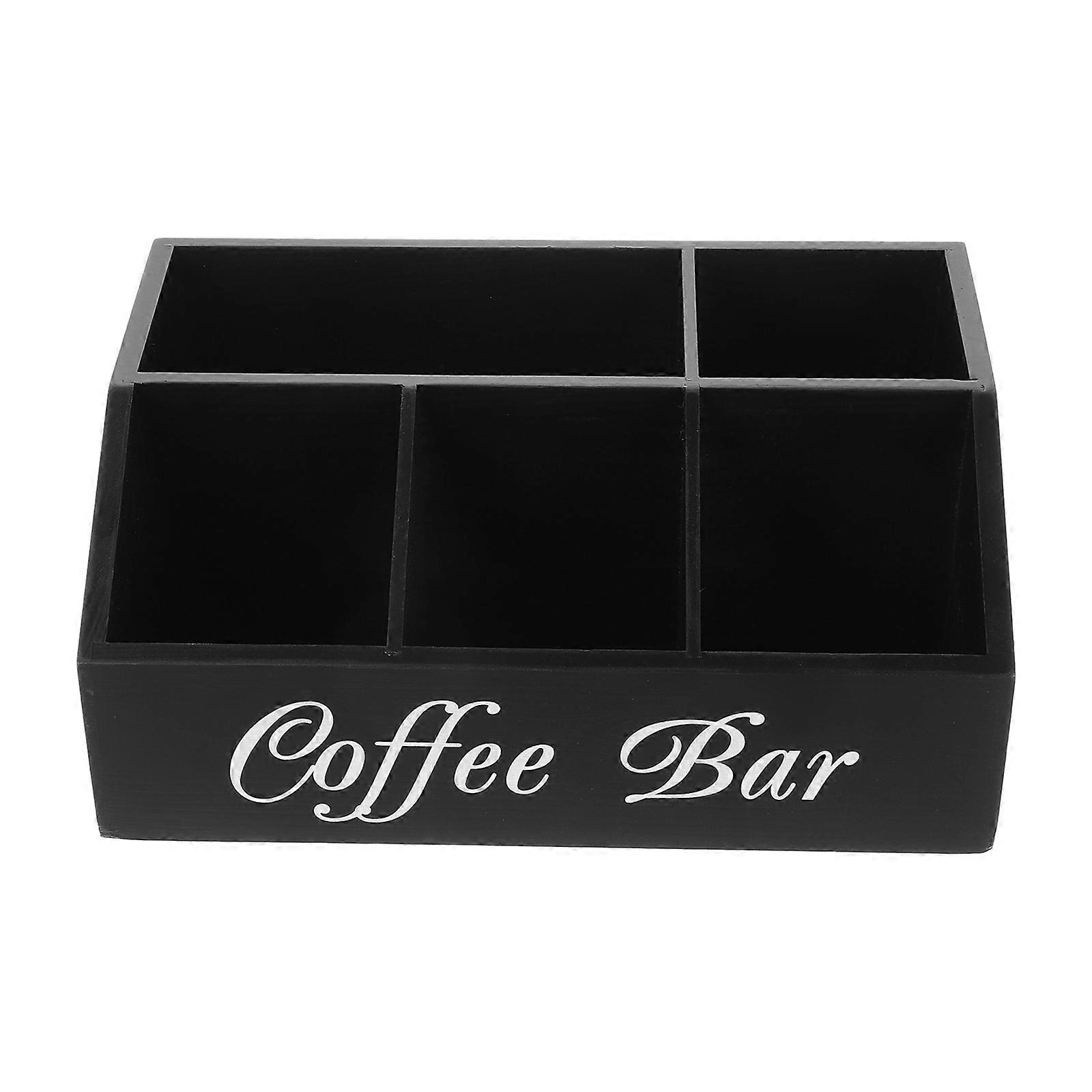 Coffee Station Organizer Wooden Coffee Bar Accessory For Cafe Supply Rectangular Simple Style 1Pcs