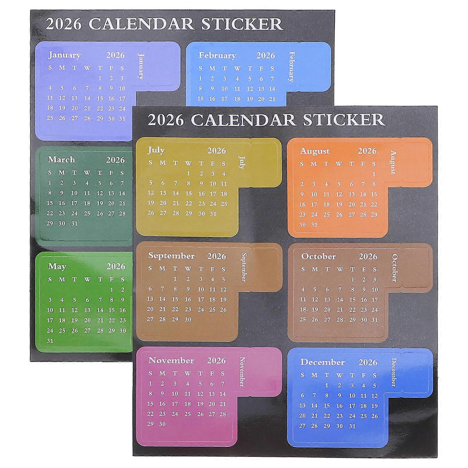 Colorful Monthly Planner Tabs Yearly Calendar Stickers for Notebooks 1Set