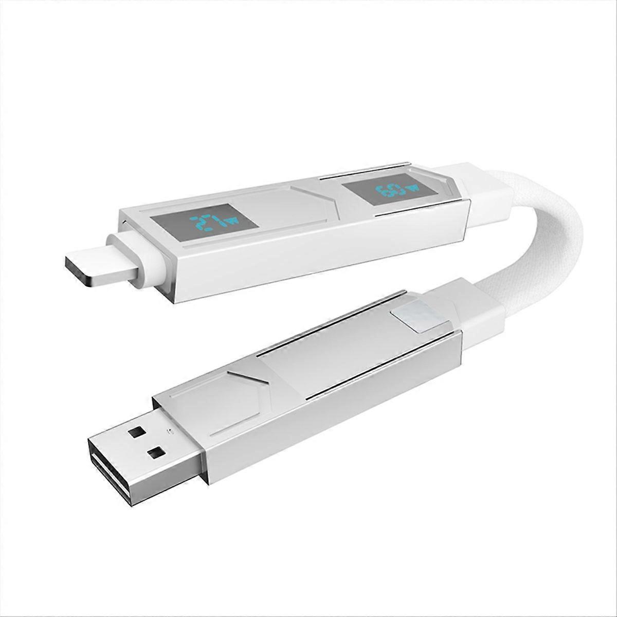 Multi Connectors Magnetic Cable with Screen Keychain PD Cord White