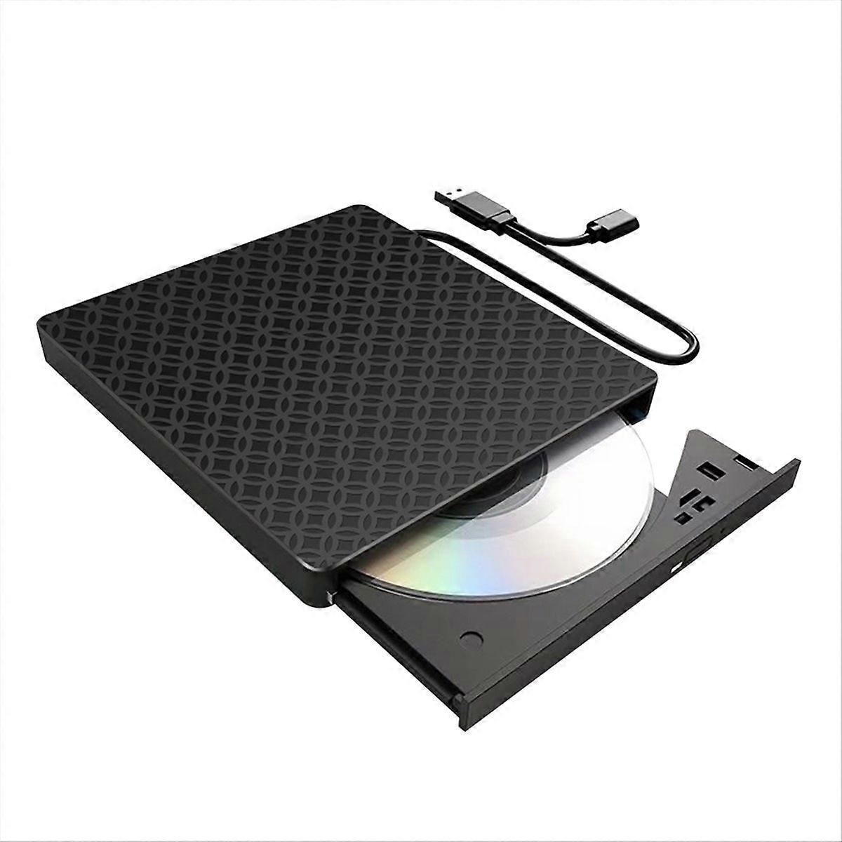 Multifunctional External CD/DVD Drive Burner Black for PC Laptop
