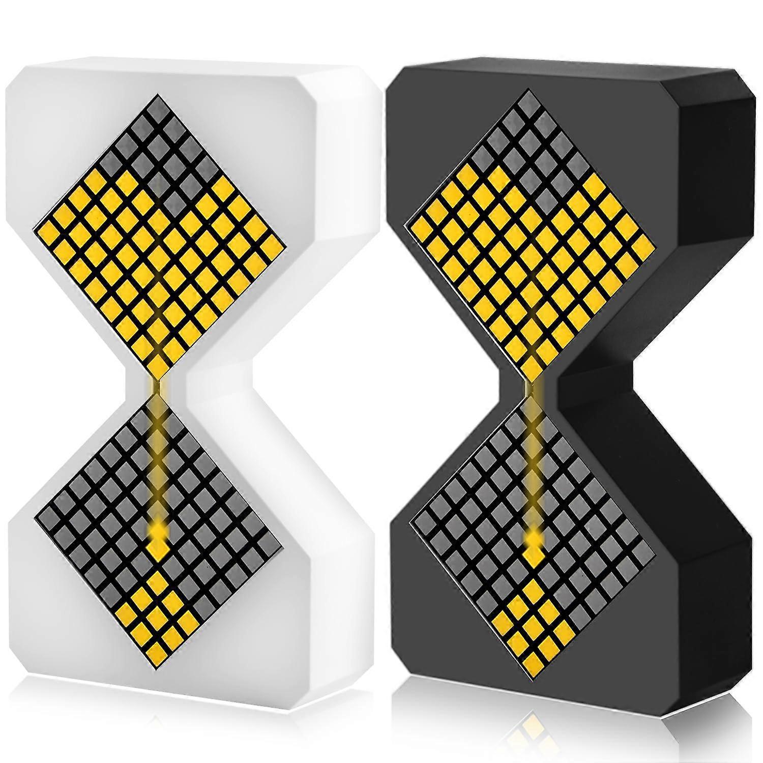 Electronic Hourglass Timer with LED Display, Programmable Brightness and Gravity Sensor, Black White