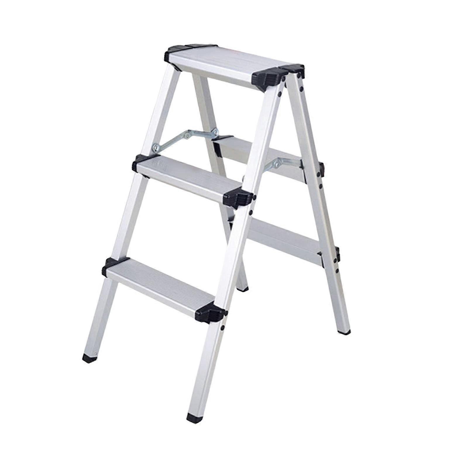 3 Step Aluminum Folding Ladder with Wide NonSlip Steps, 150kg Capacity, Lightweight Frame