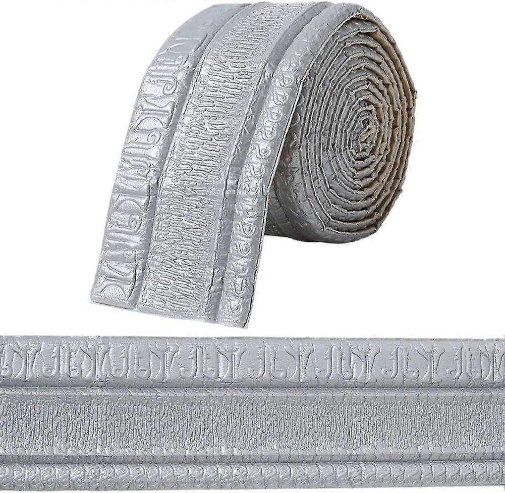 2.3mx79mm 3D Wall Edging Foam Flexible Wallpaper Border Silver Gray Molding Peel and Stick Mirror Edging Frame Lines Wall Base Ceiling Baseboard for H