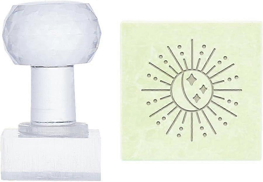 Sun Soap Stamp Acrylic Stamp with Handle Rectangle Soap Embossing Stamp Soap Chapter Imprint Stamp for Handmade Soap Cookie Clay Pottery Stamp Biscuit