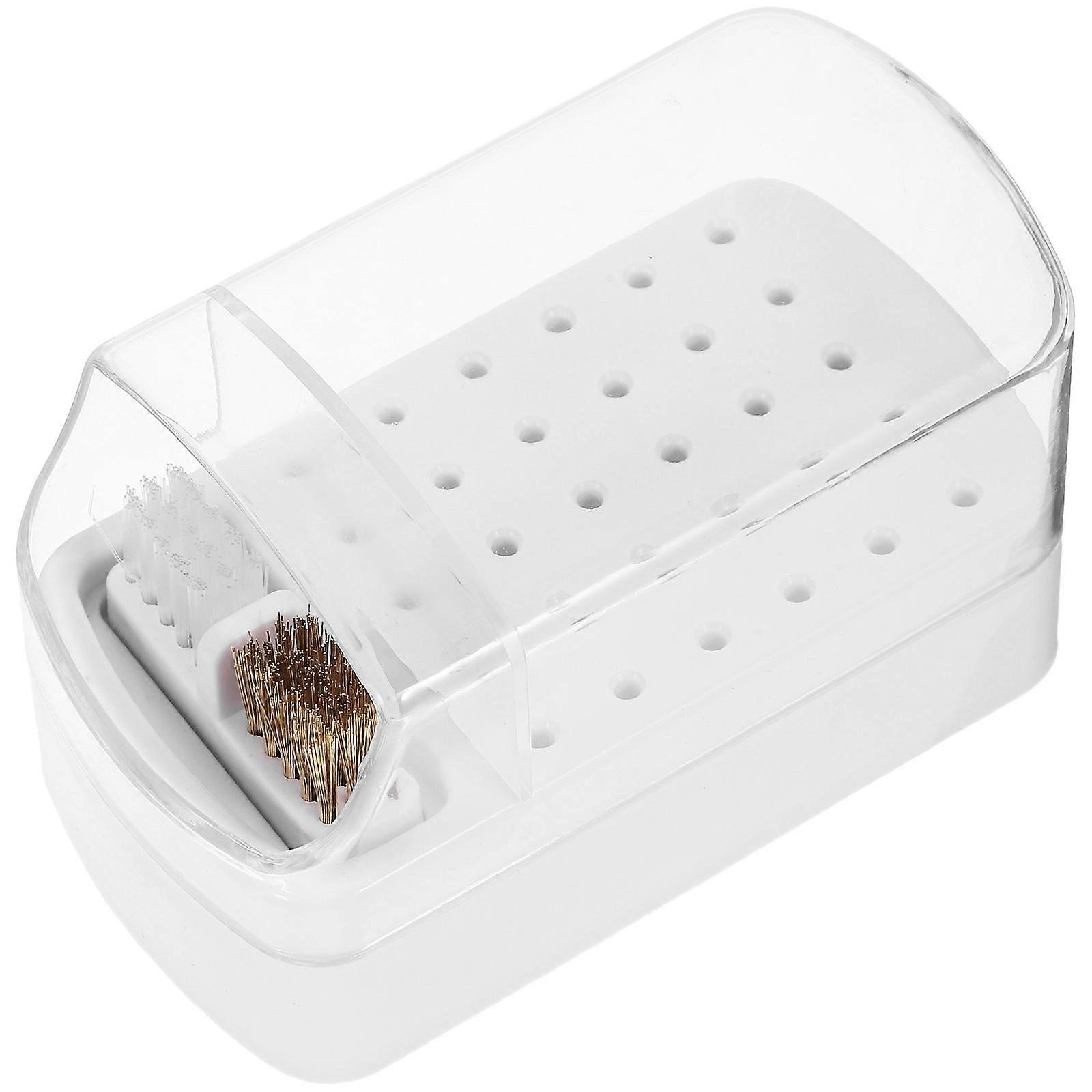 Nail Drill Bits Storage Holder for Salon and Home Use 2Pcs White Plastic Box