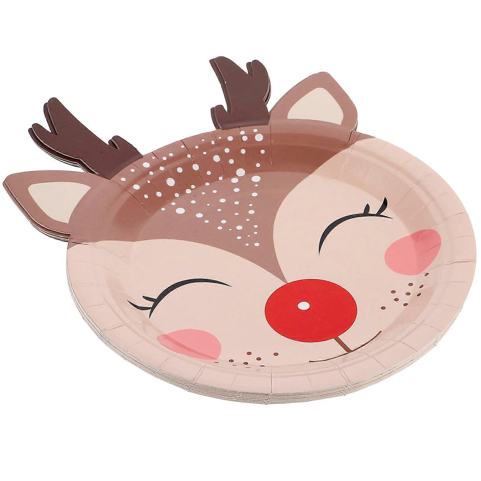 Beige Reindeer Paper Christmas Party Dinner 10Pcs